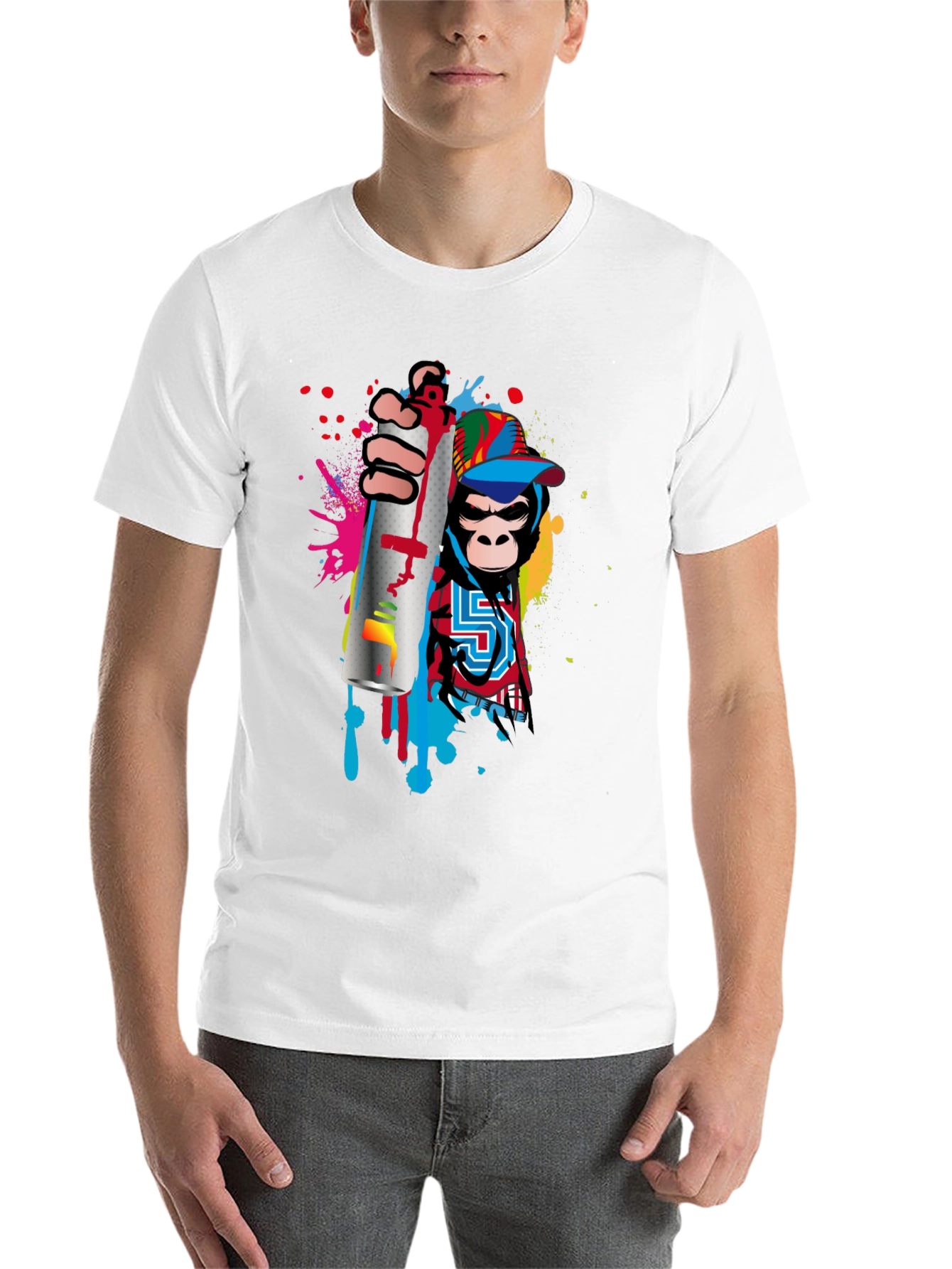Black Monkey Graffiti Artist Black T-Shirt view 14