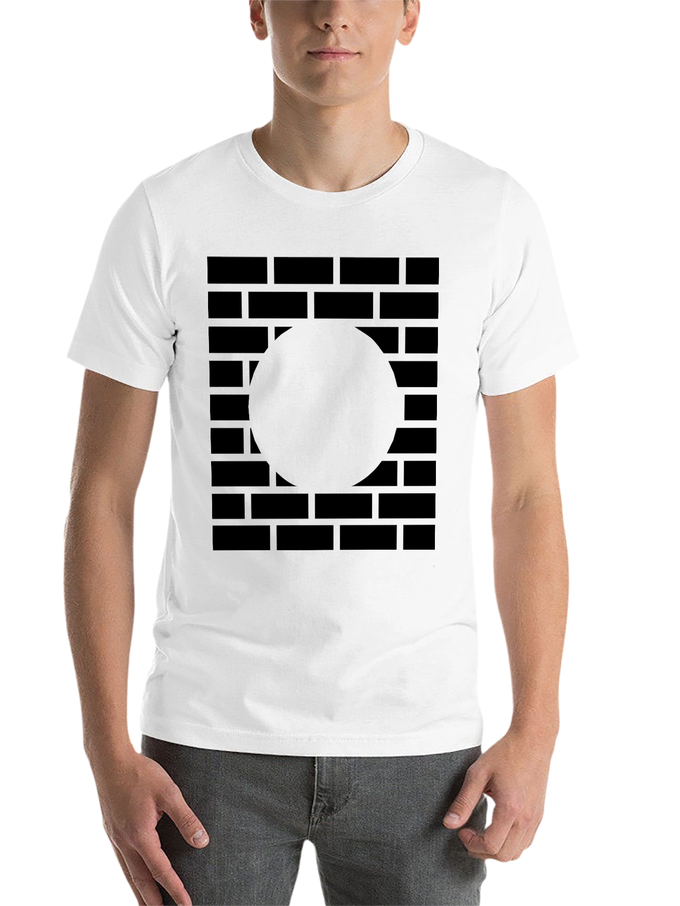 Black Abstract Brick Wall Graphic Tee view 14