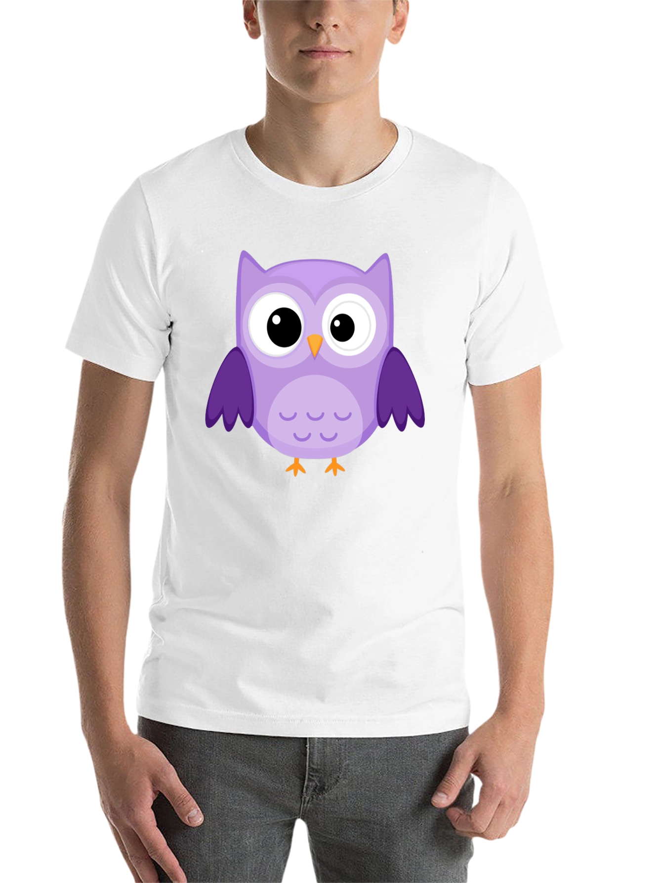Black Cute Owl Graphic T-Shirt - Black Cotton Tee view 14