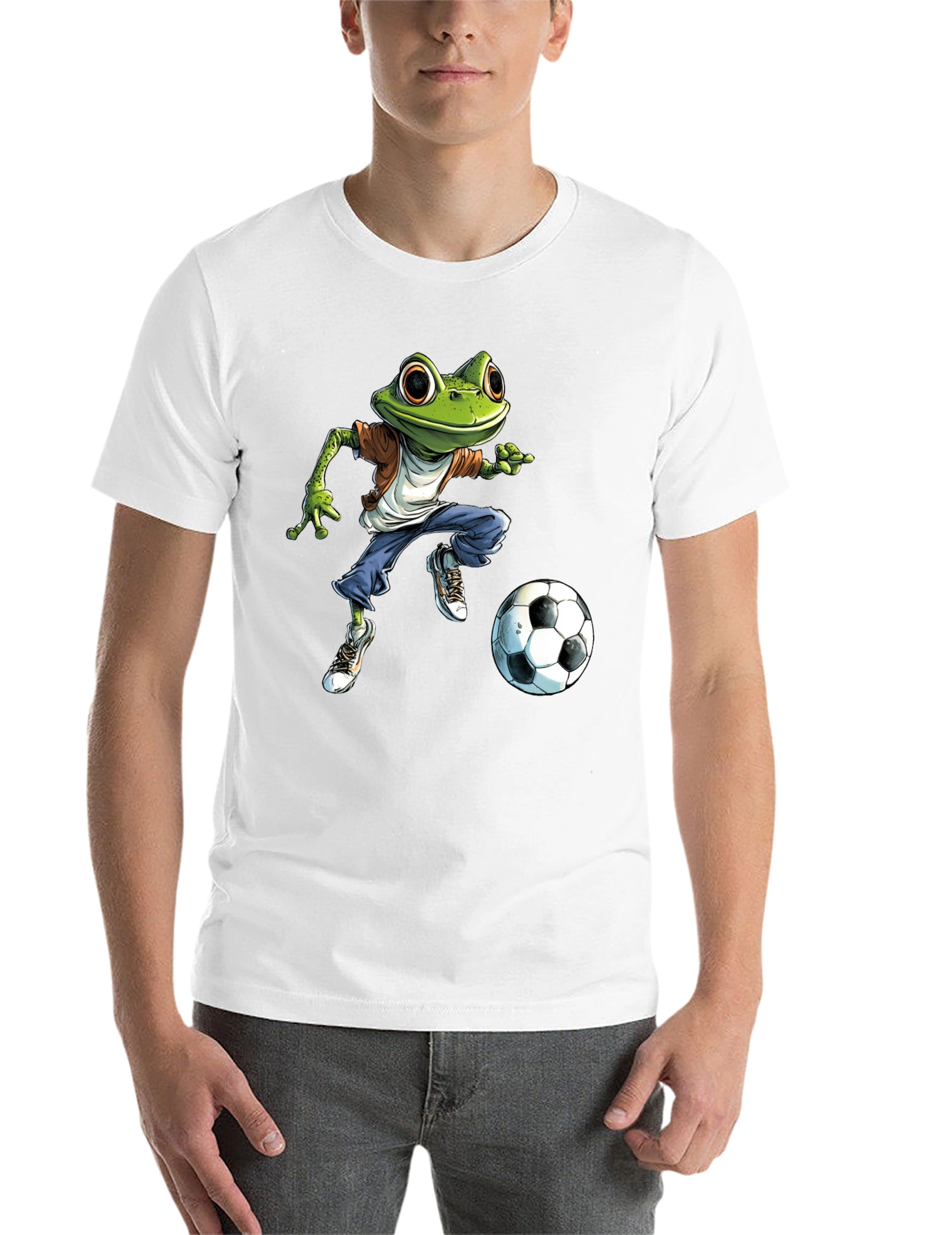 Black Frog Soccer T-Shirt - Cool Cartoon Style view 14