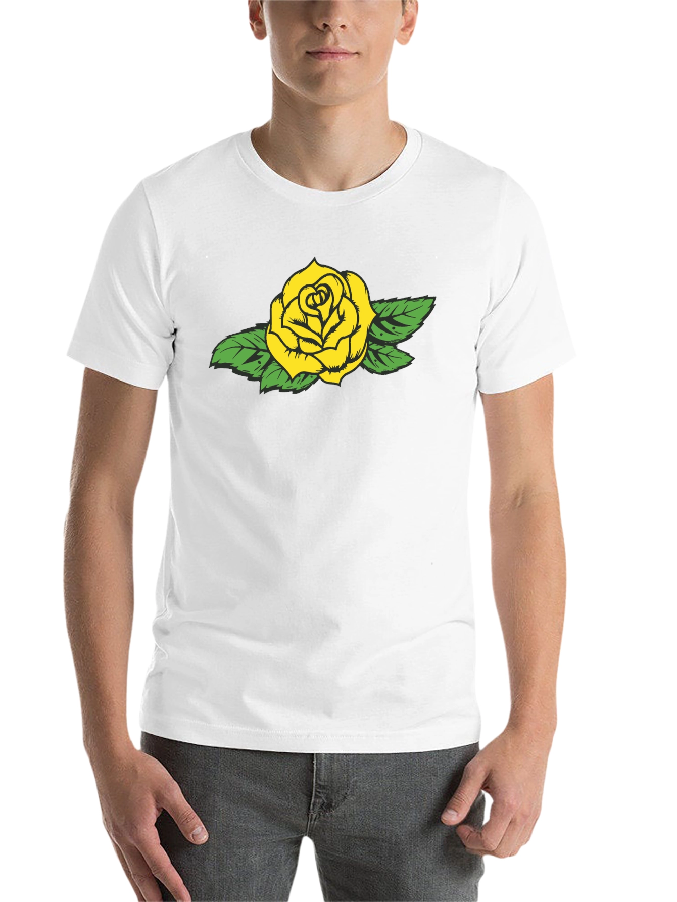 Black Yellow Rose Graphic Black Tee - Stylish Casual Wear view 14
