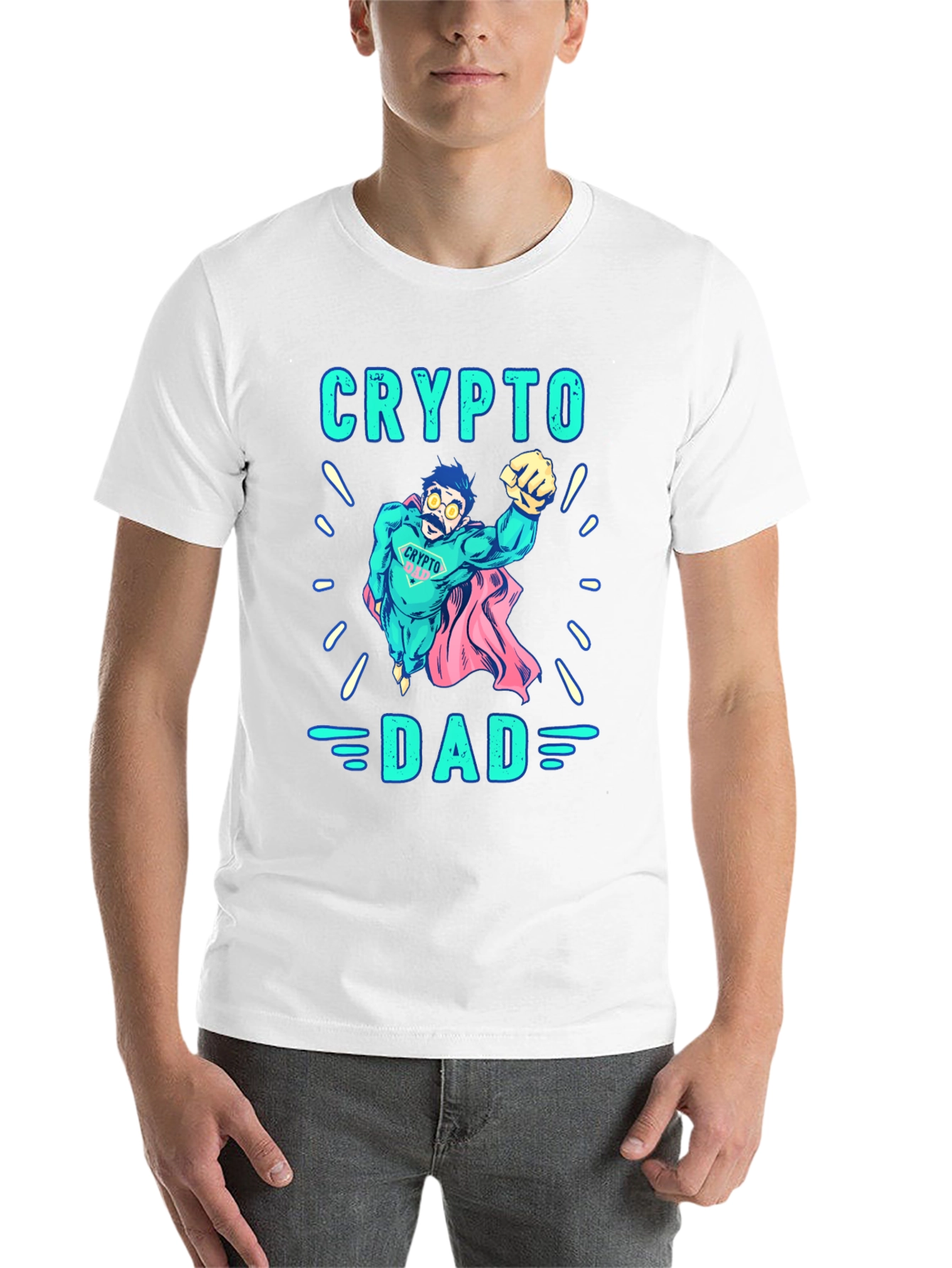 Black Crypto Dad Superhero Black Graphic Tee view 14