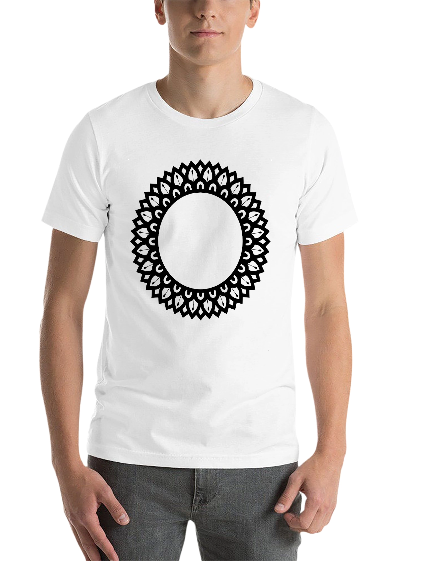 Men's Black Mandala Graphic Print T-Shirt - 14