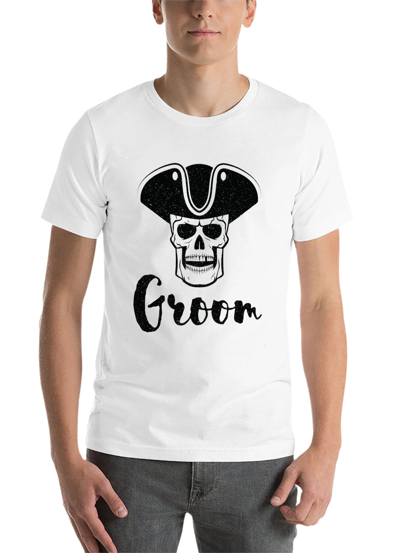 Black Groom Pirate Skull T-Shirt view 14