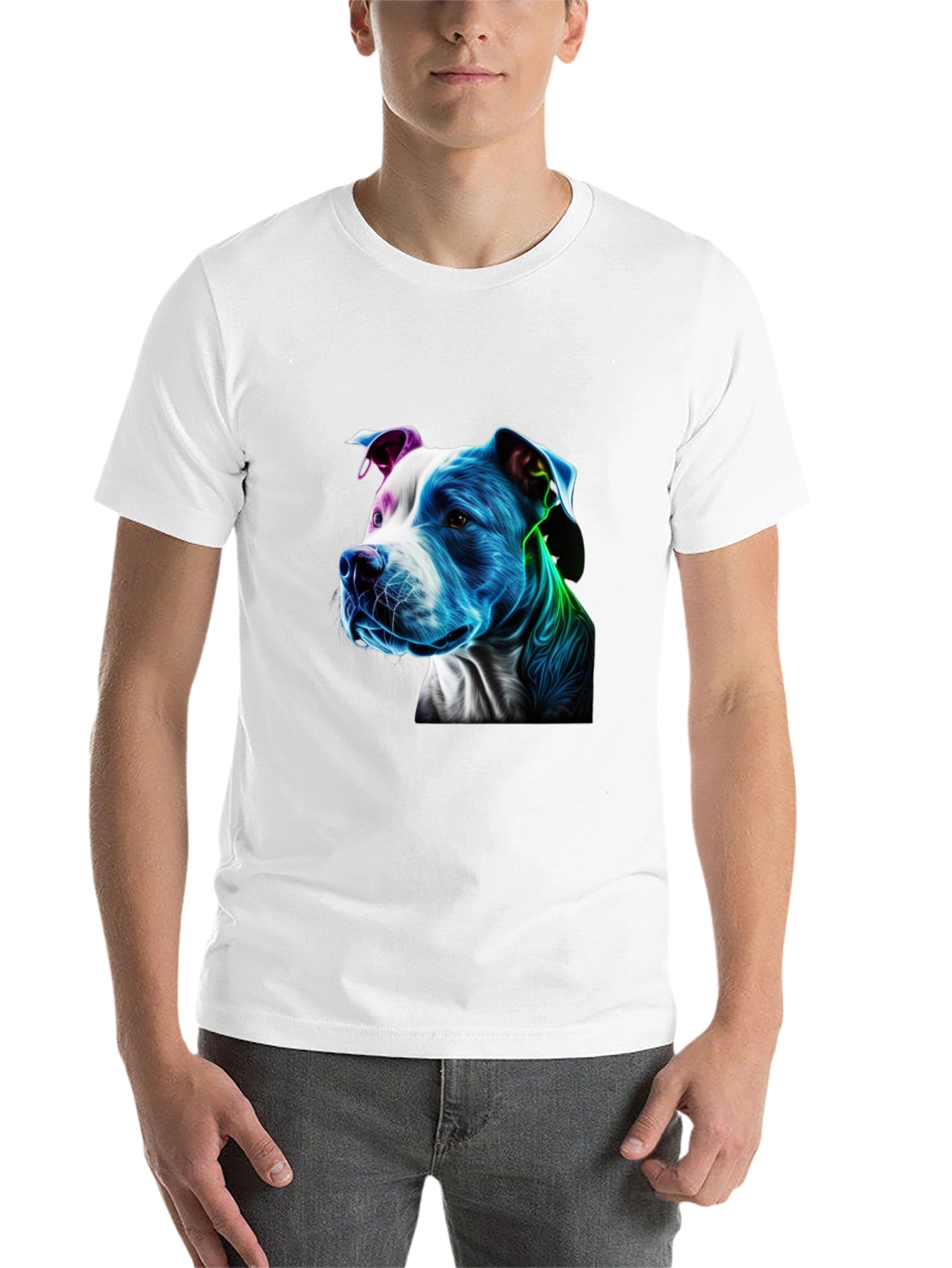 Black Vibrant Pitbull Graphic Black T-Shirt view 14