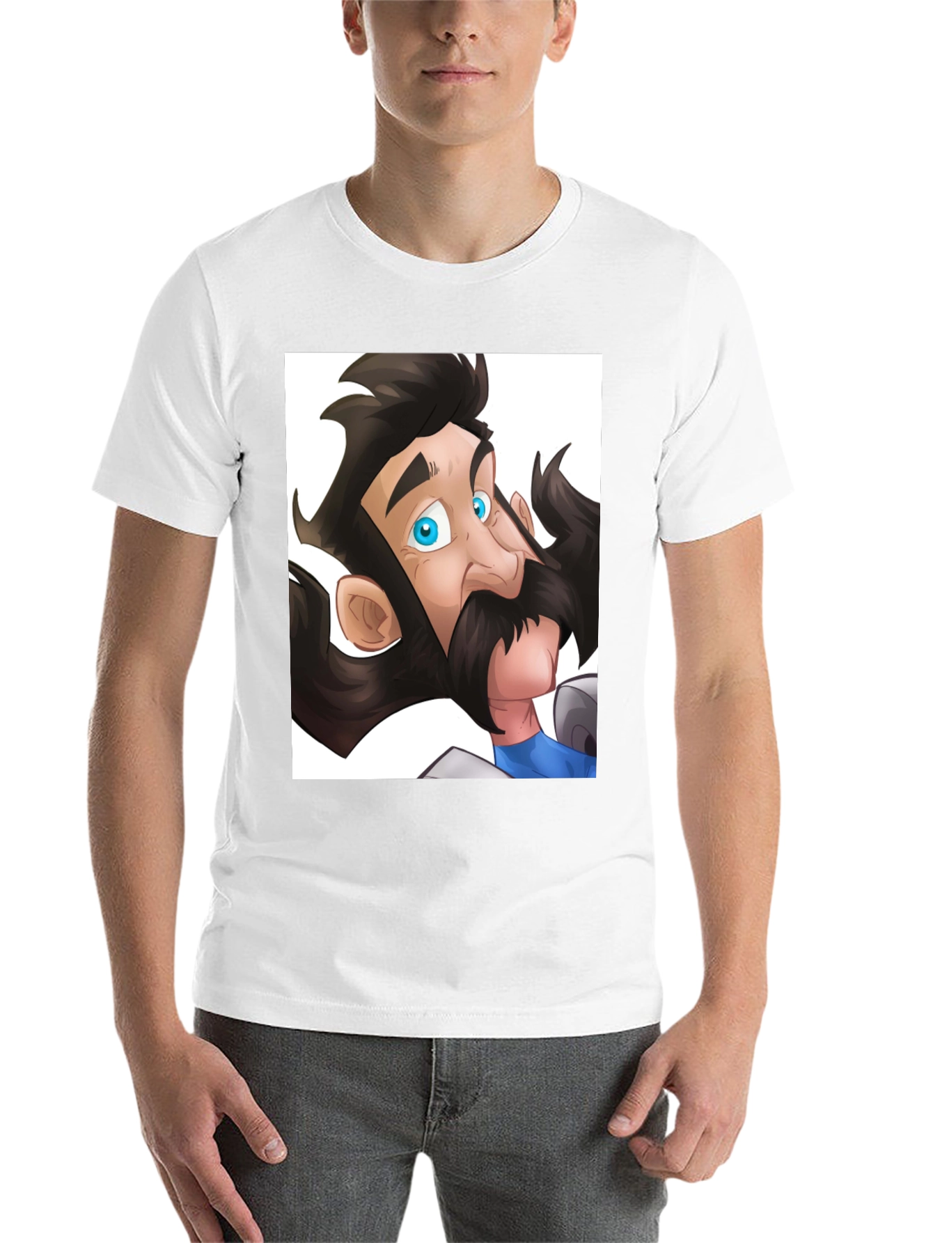 Black Cartoon Knight Graphic Tee - Black Cotton Blend T-Shirt view 14