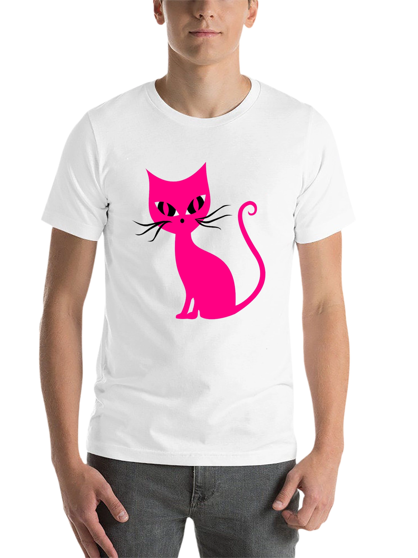 Black Cool Cat Tee - Pink Graphic on Black view 14