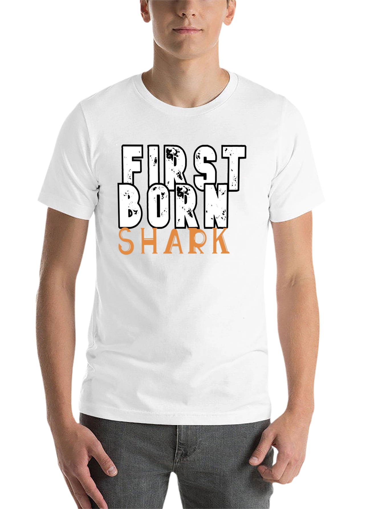 Black First Born Shark T-Shirt - Novelty Graphic Tee view 14