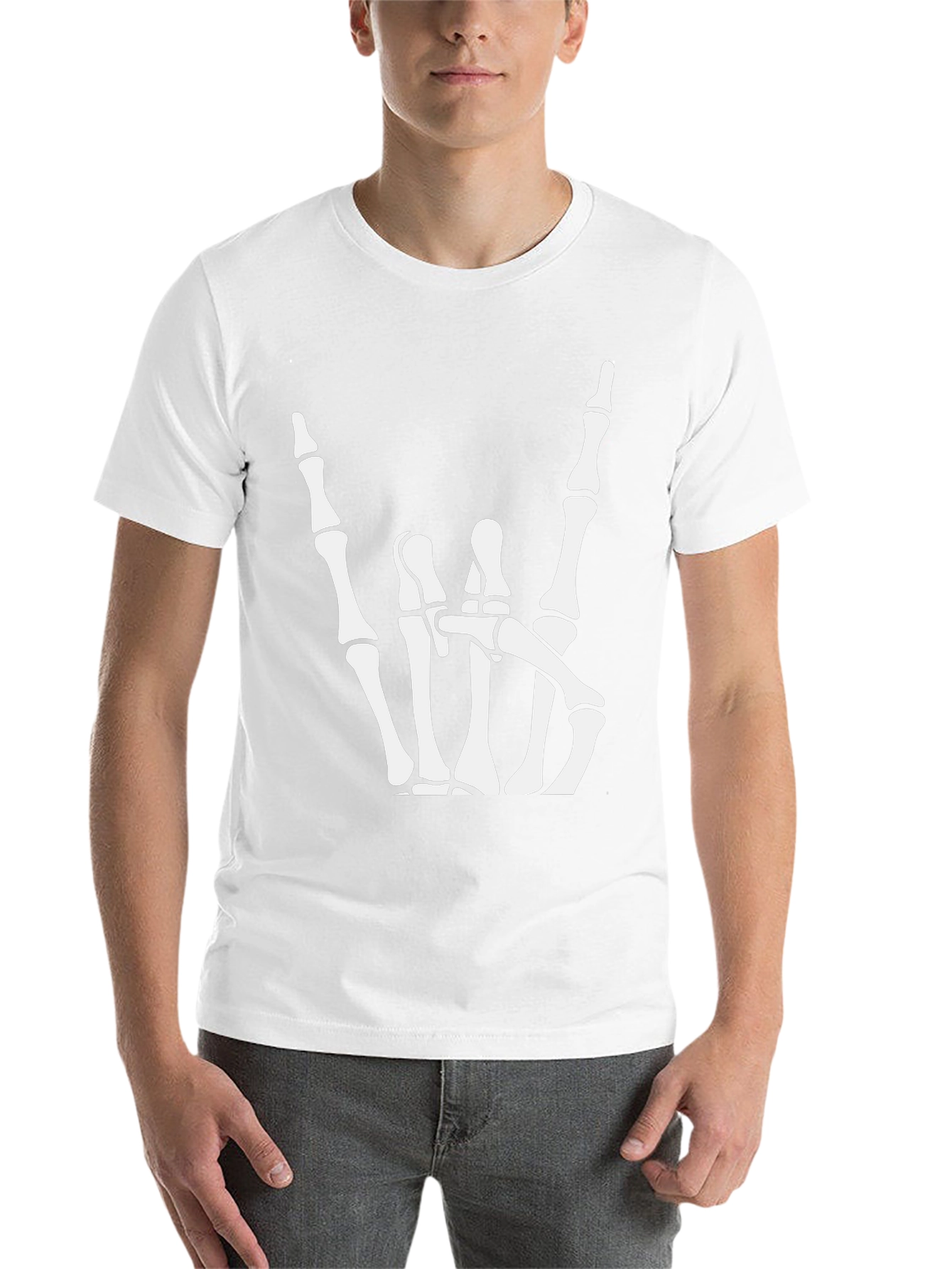 Black Rock On Skeleton Hand Graphic T-Shirt view 14