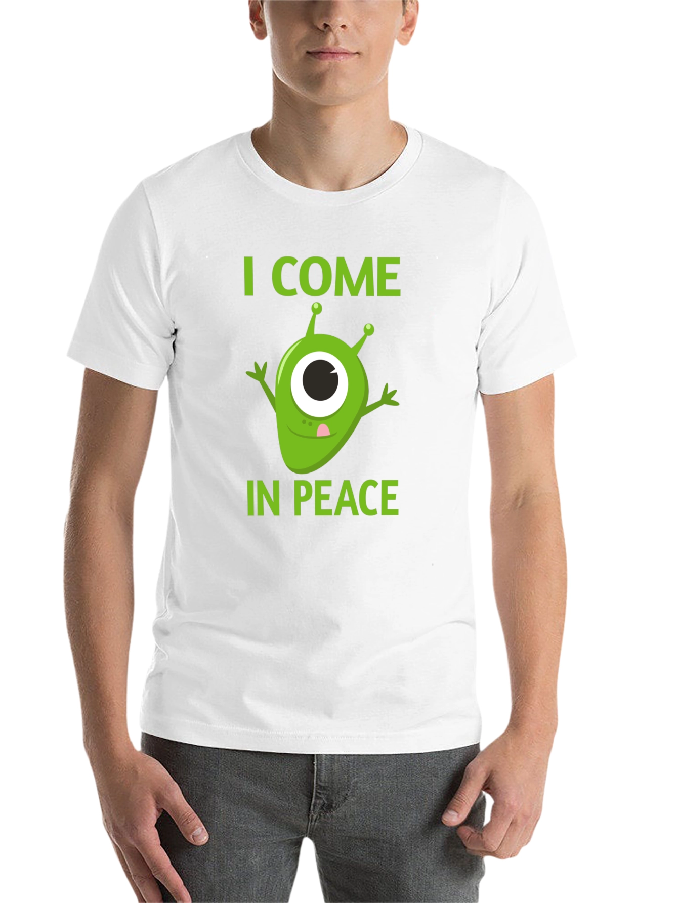 Black I Come In Peace Alien Graphic T-Shirt view 14