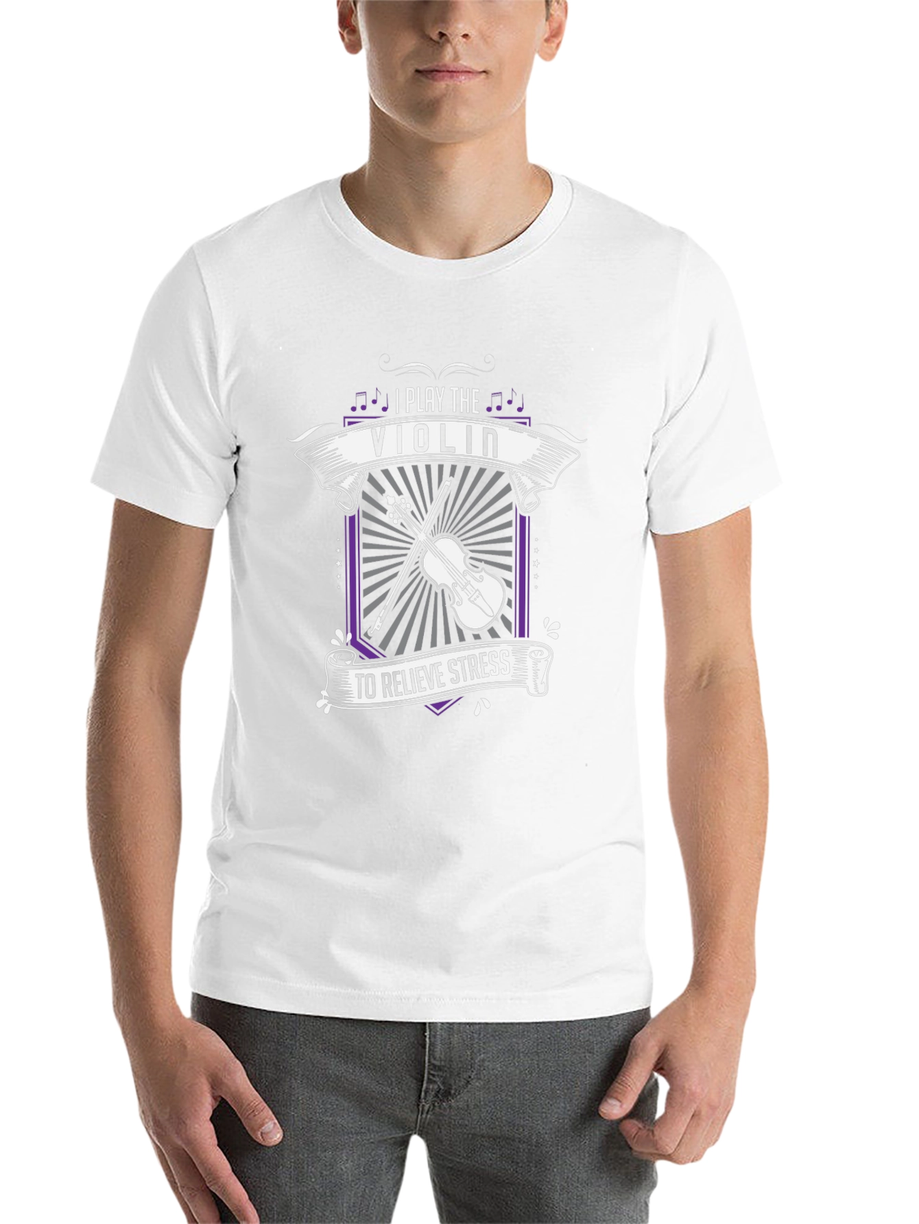 I Play the Violin to Relieve Stress Black T-Shirt - 14