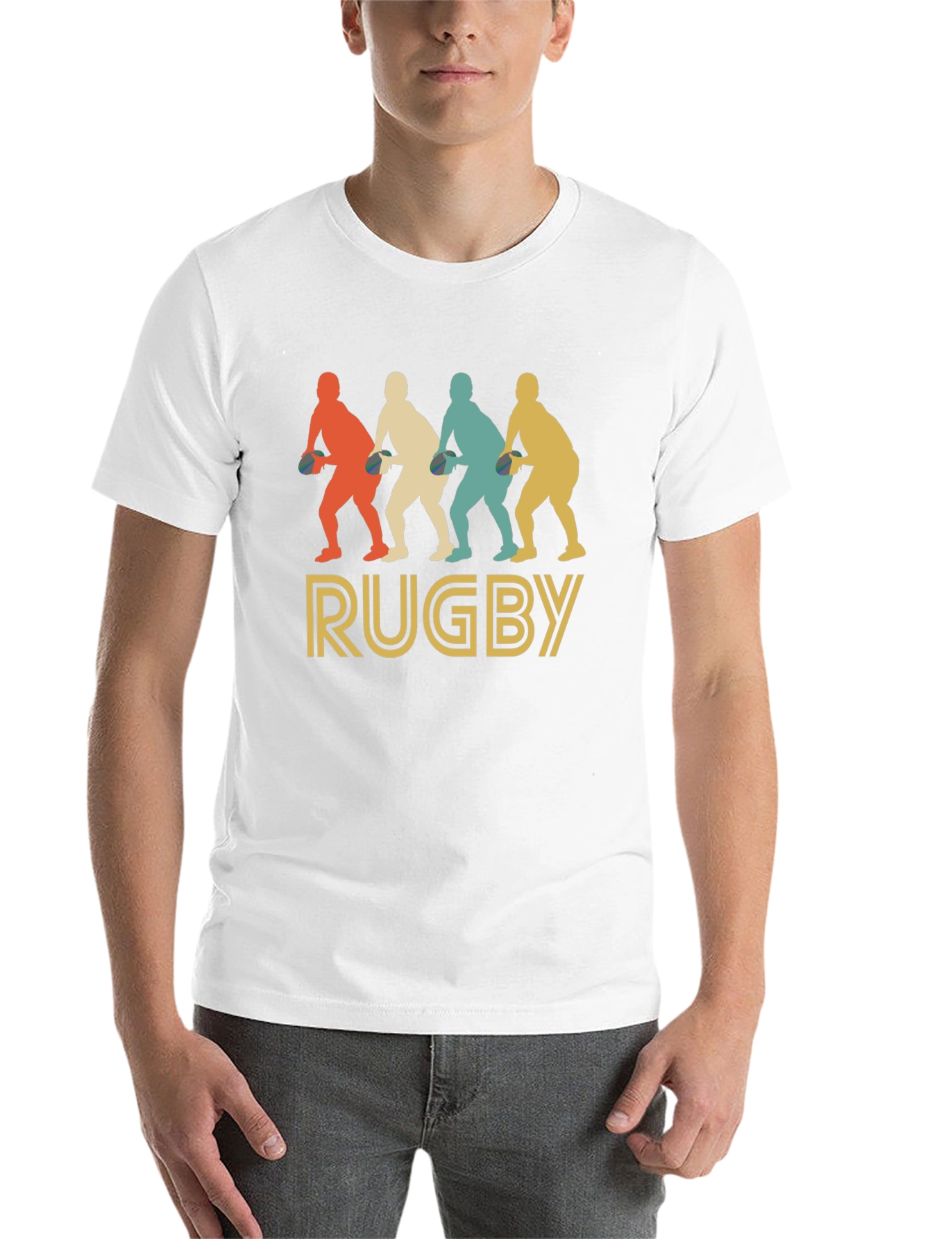Black Vintage Rugby Player T-Shirt - Retro Style view 14