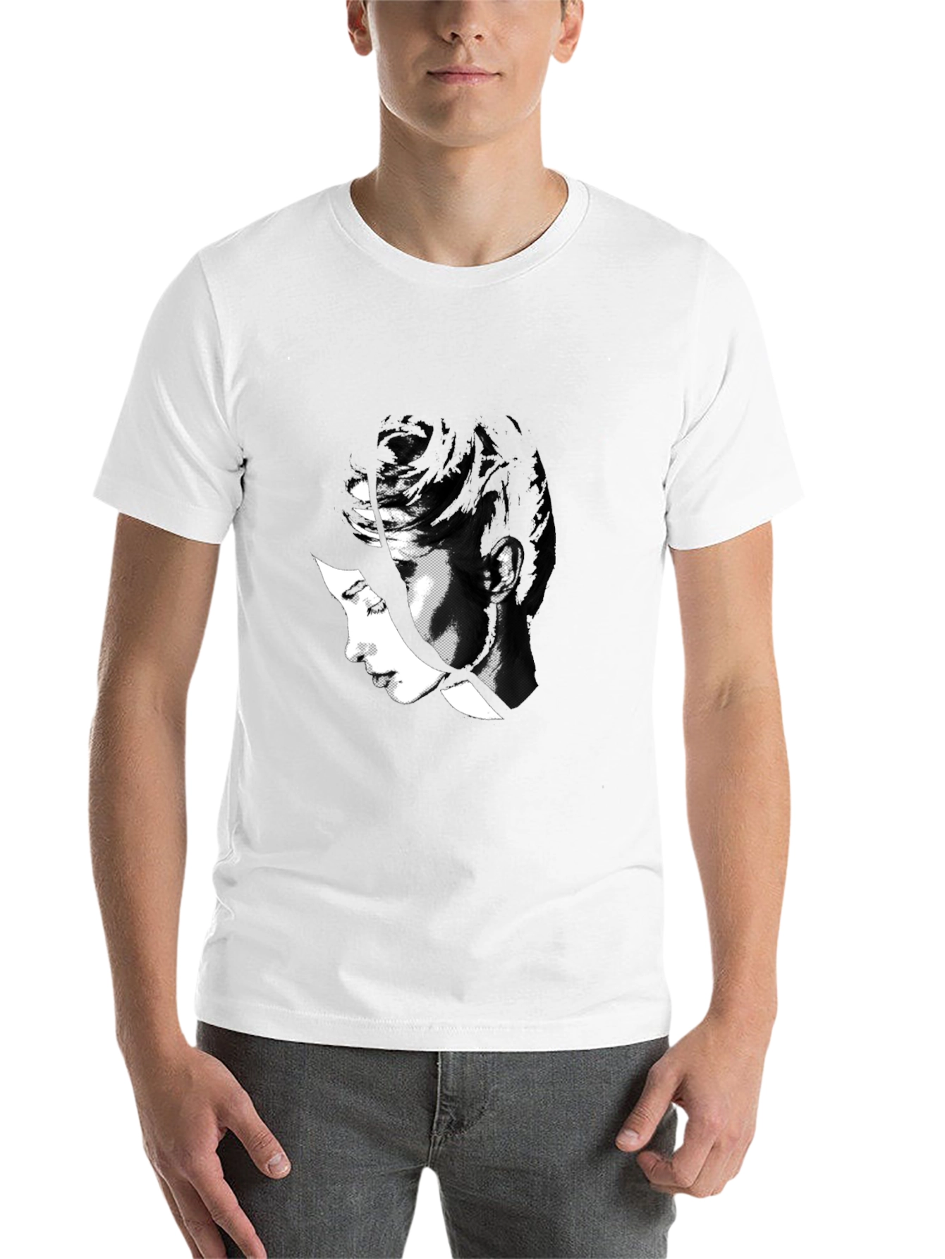 Black Abstract Black T-Shirt with Woman's Face Design view 14