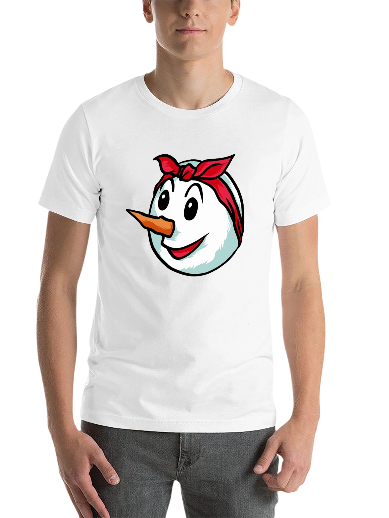 Black Funny Snowman Graphic Tee - Bandana Design view 14