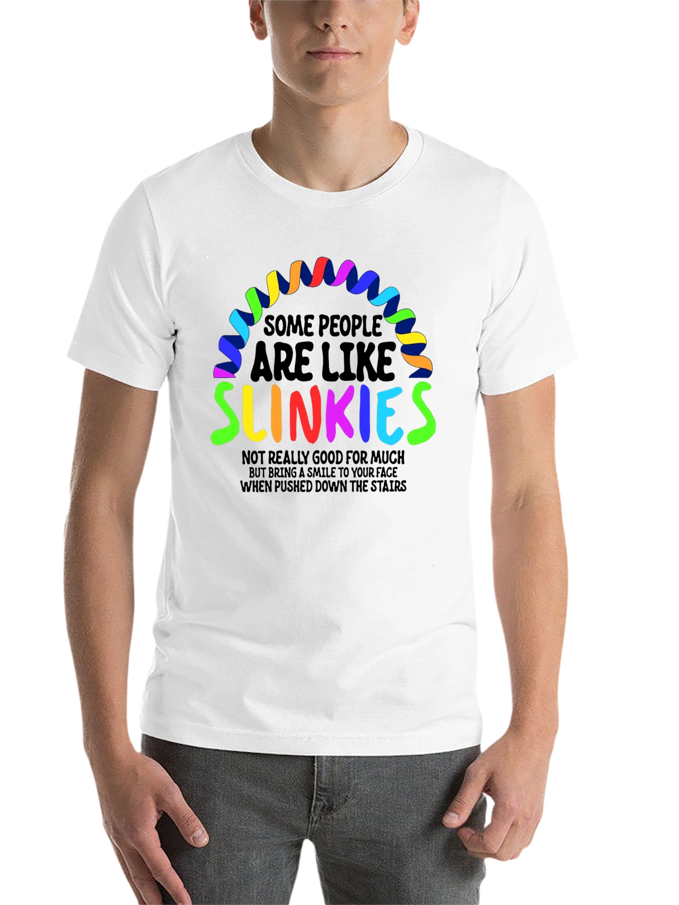 Black Slinkies Graphic Tee - Funny Quirky Humor T-Shirt view 14