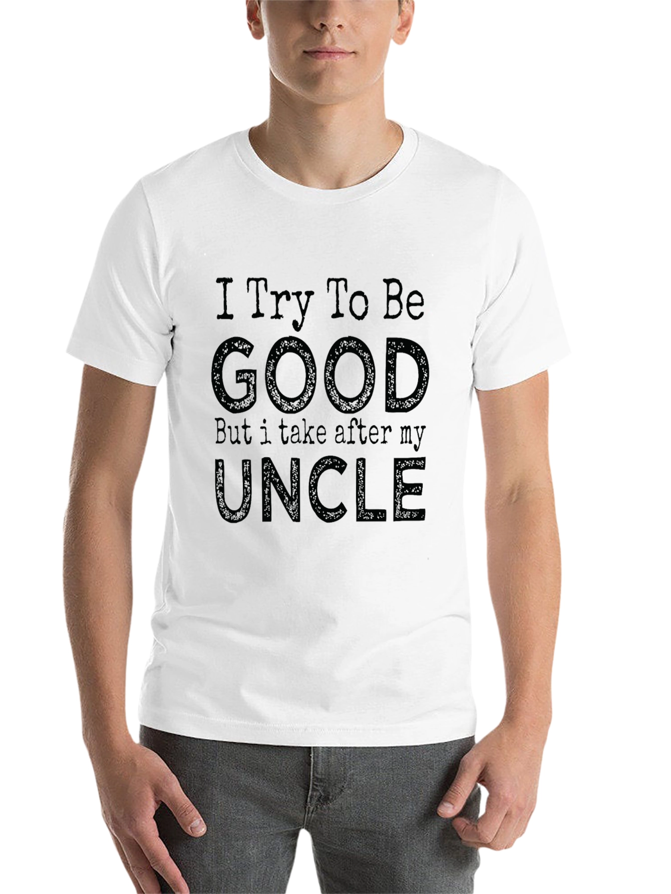 Black Funny Uncle T-Shirt - I Try To Be Good view 14