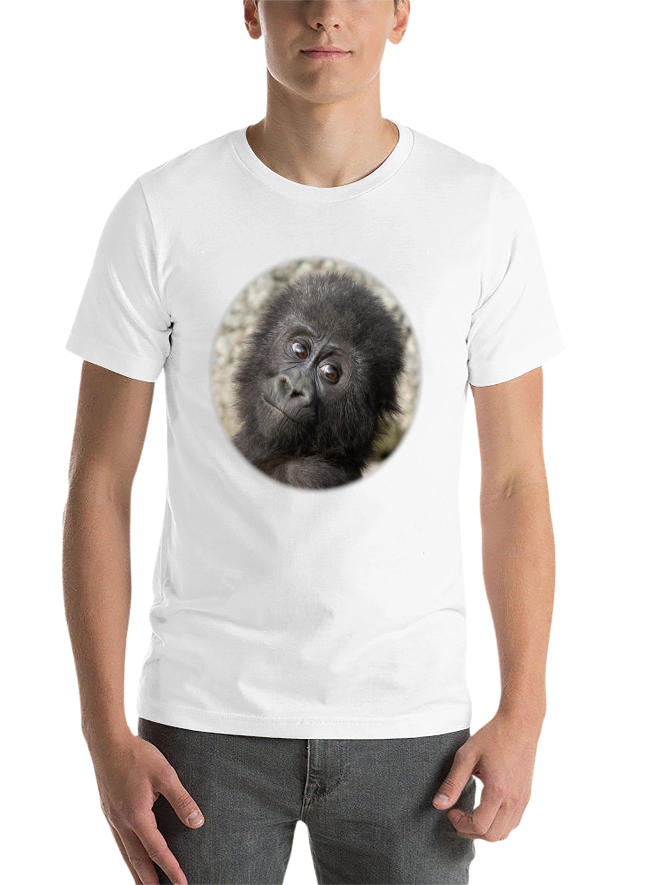 Black Cool Gorilla Portrait Black T-Shirt view 14