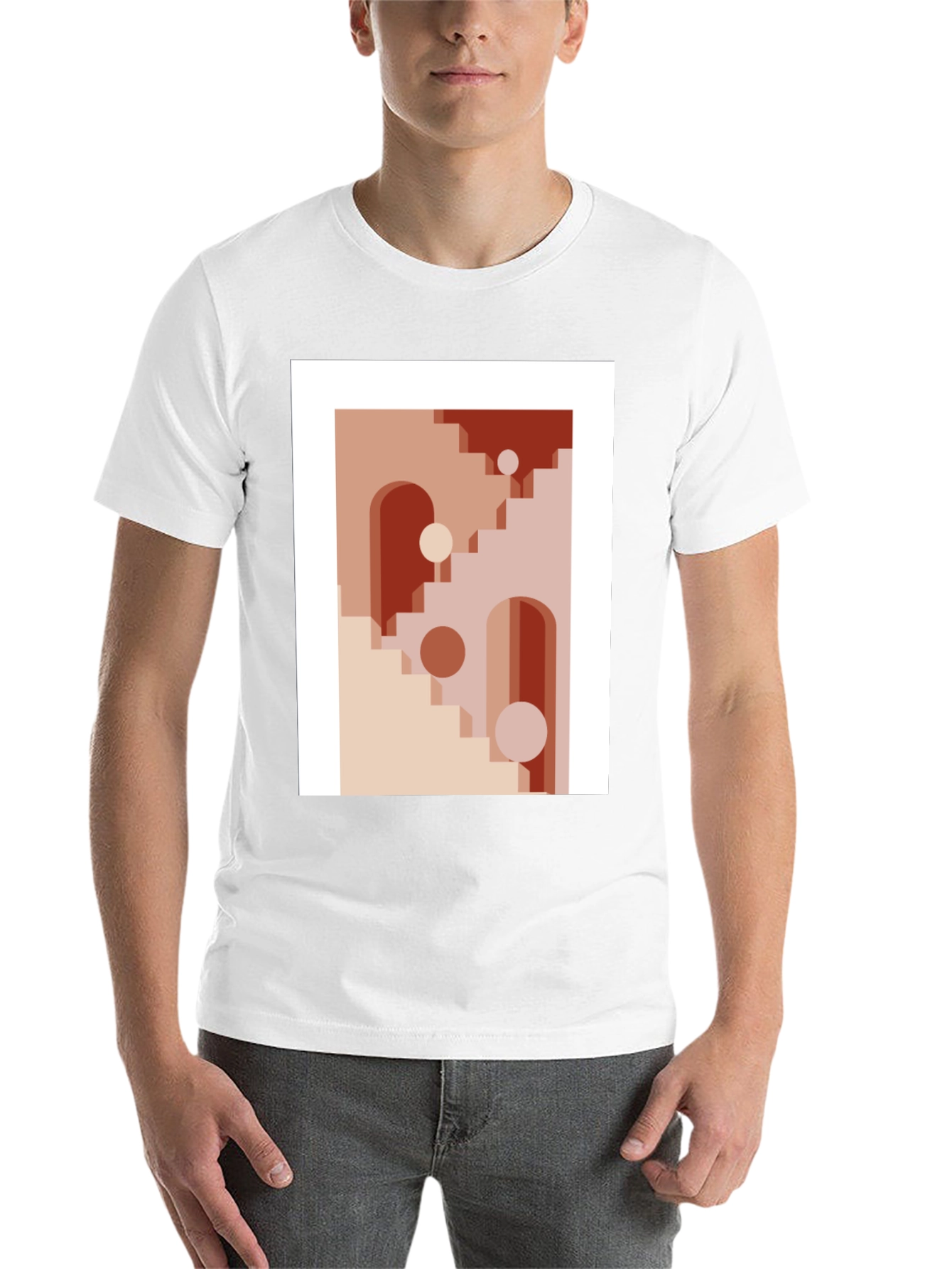 Black Abstract Geometric Graphic Print T-Shirt view 14