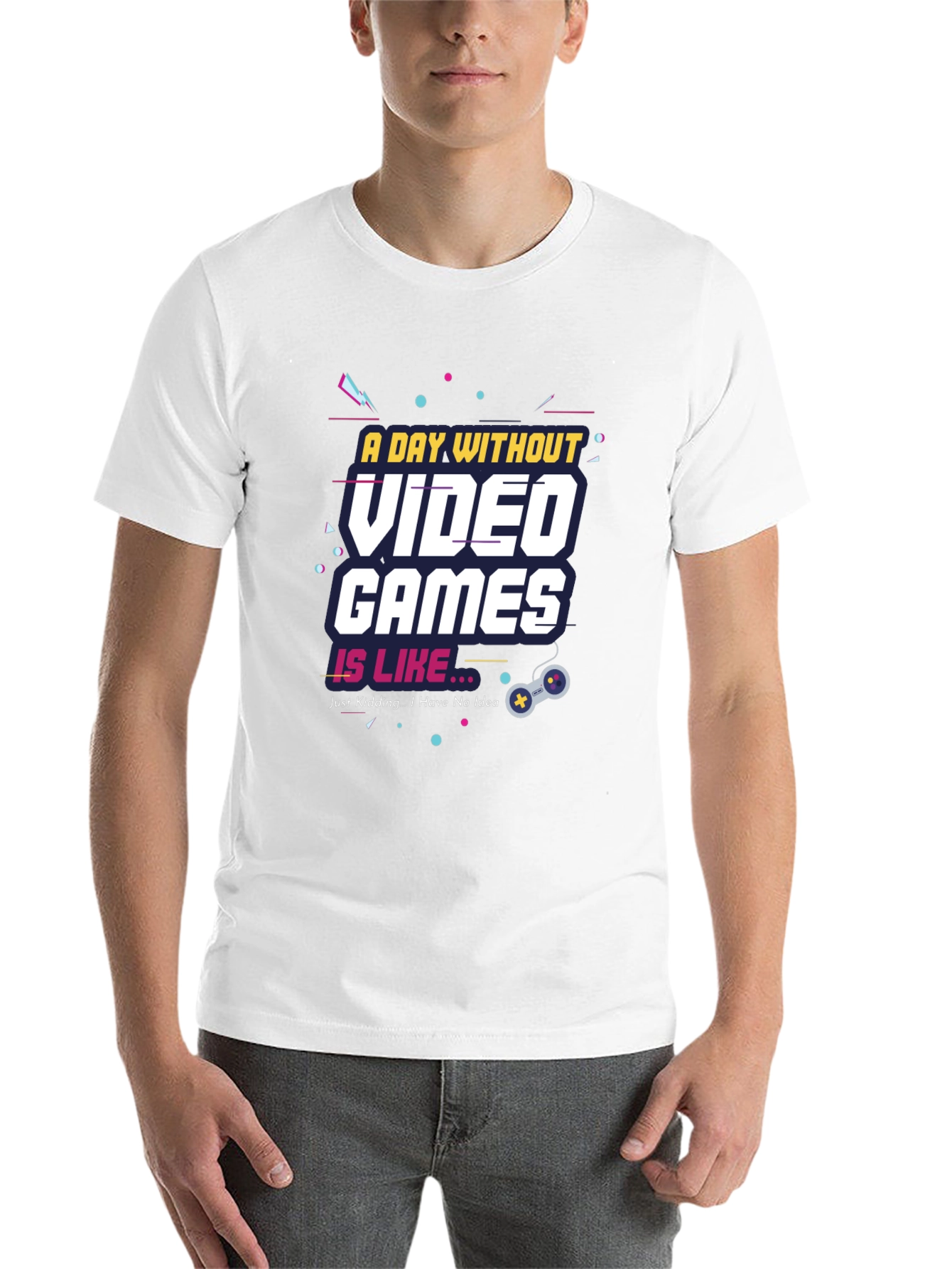 Black A Day Without Video Games Funny T-Shirt view 14