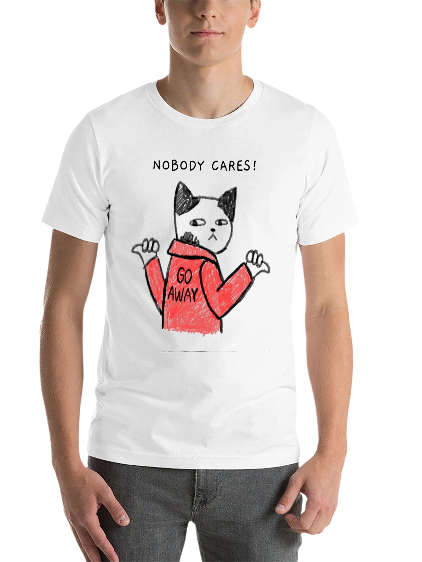 Black Nobody Cares Black Cat T-Shirt view 14