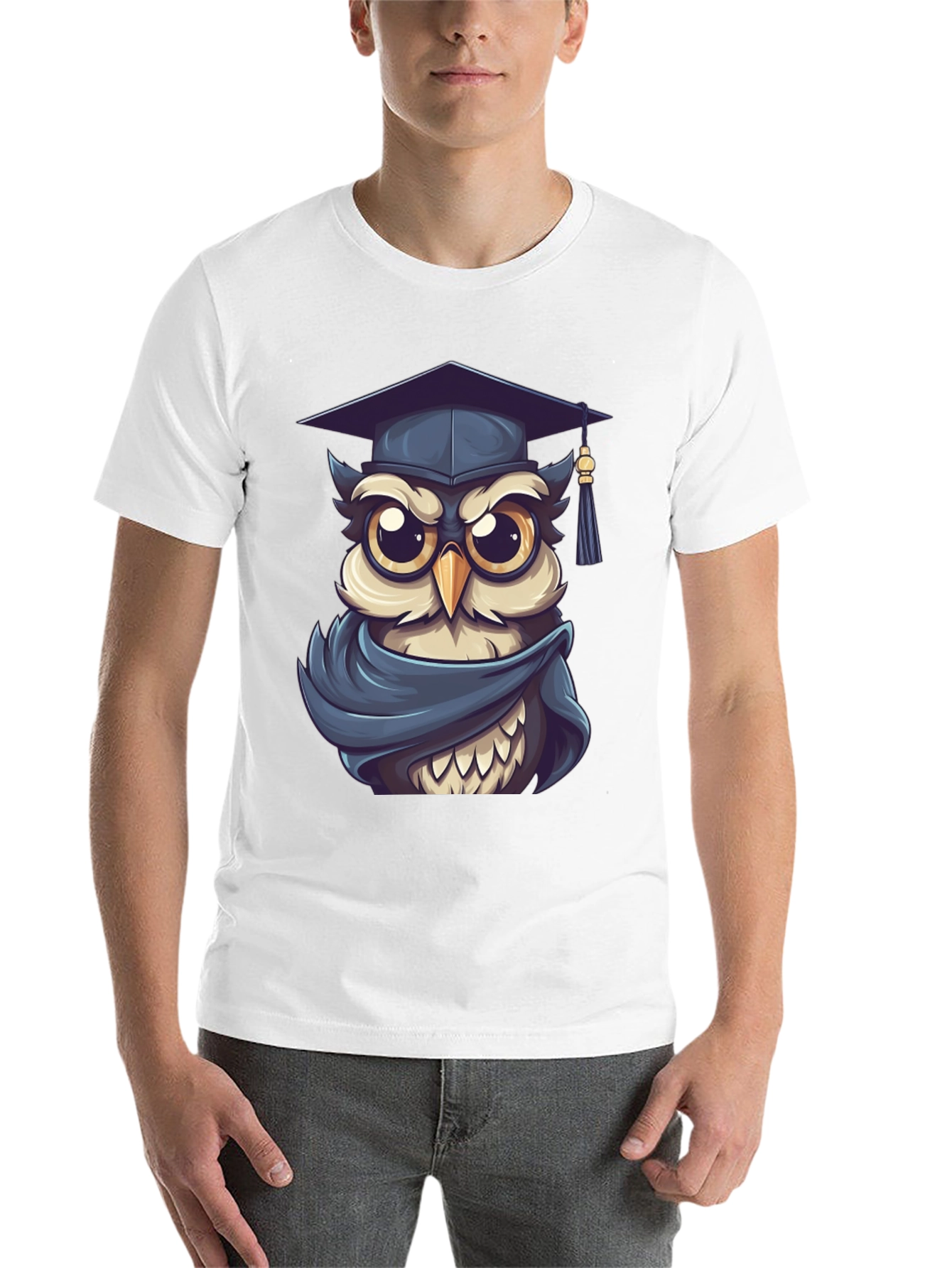 Black Graduation Owl Graphic Tee - Black Cotton Blend view 14