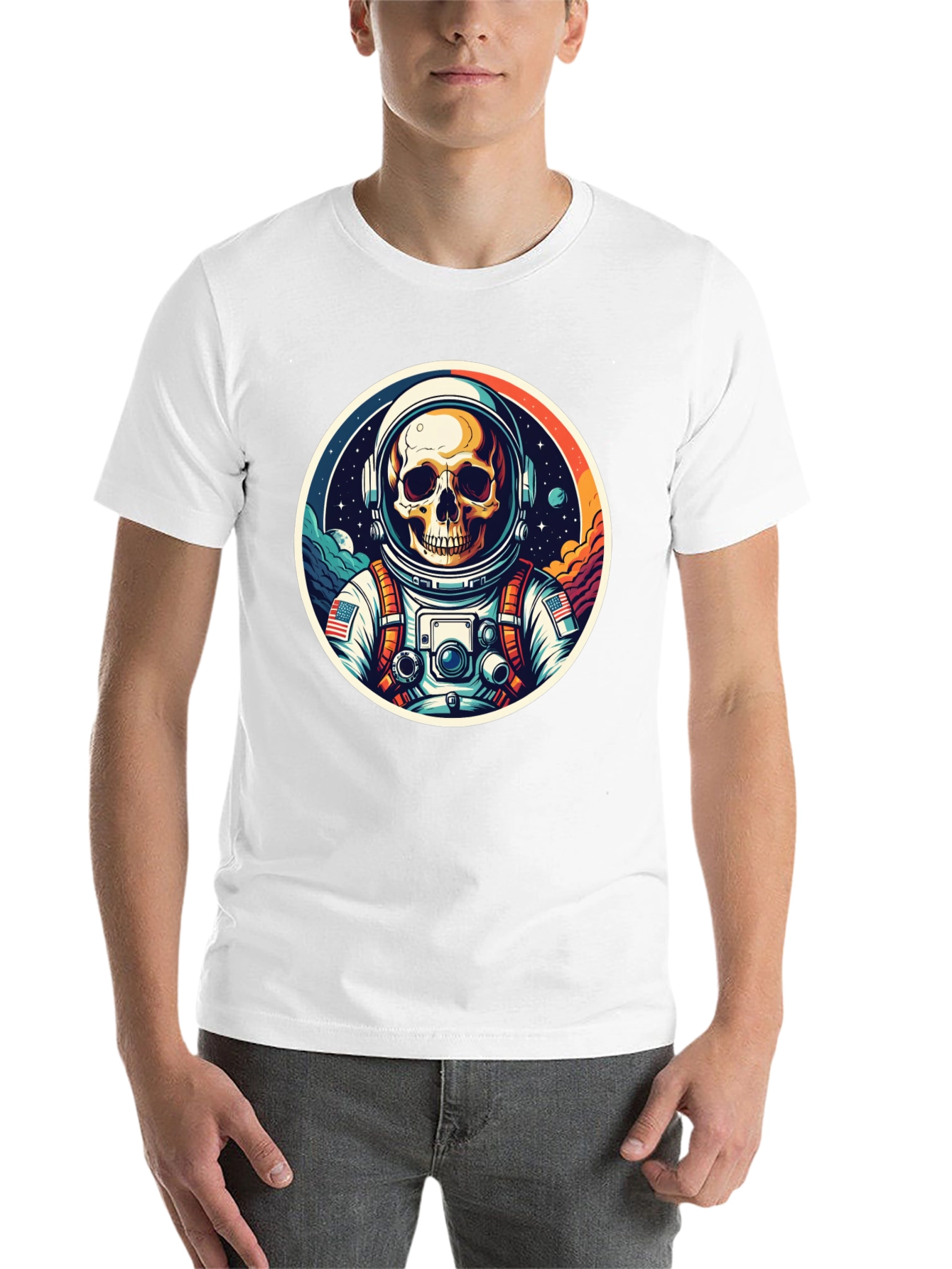Black Astronaut Skull Black T-Shirt view 14