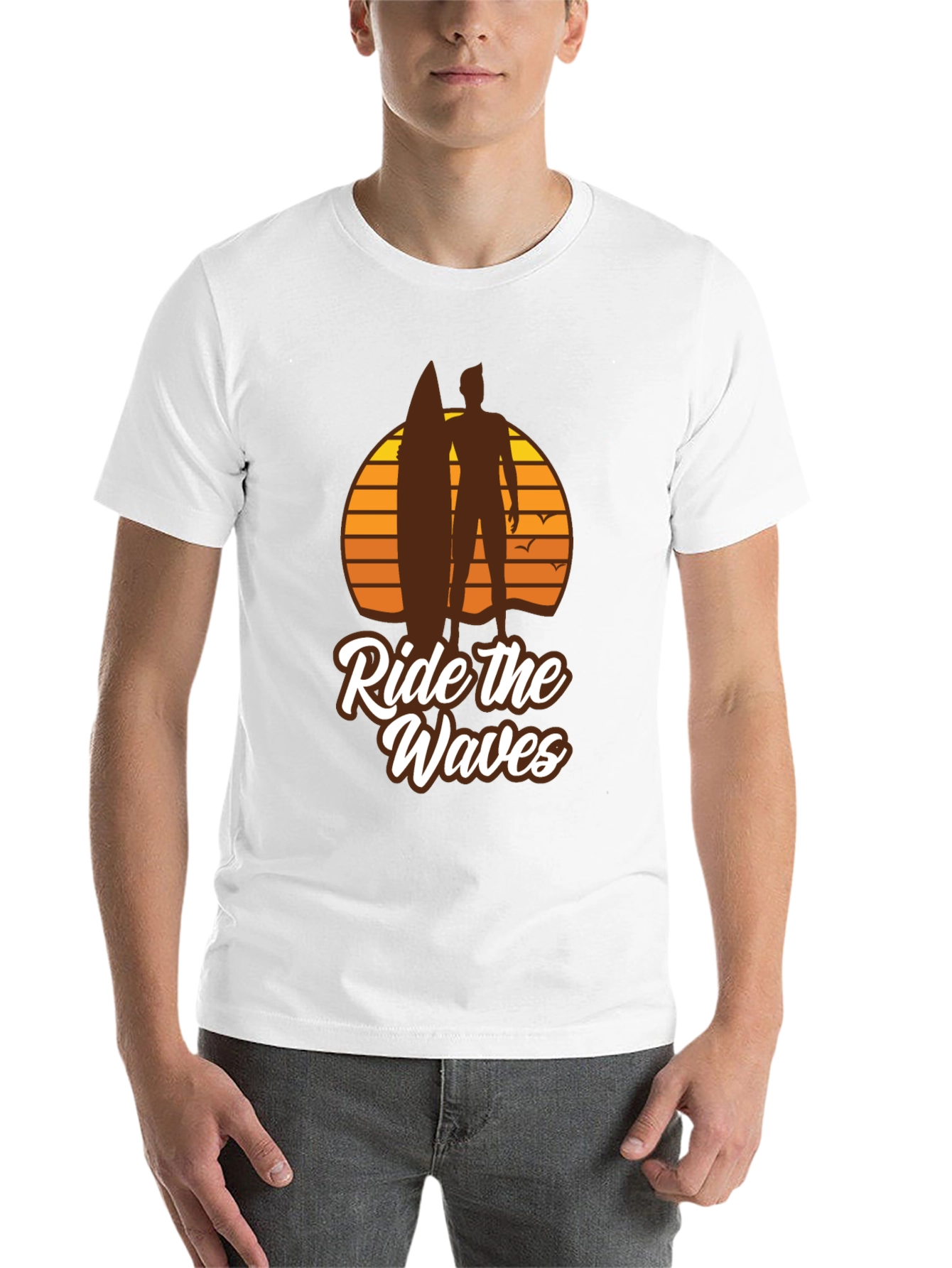 Black Ride the Waves Graphic T-Shirt - Surfer Style view 14