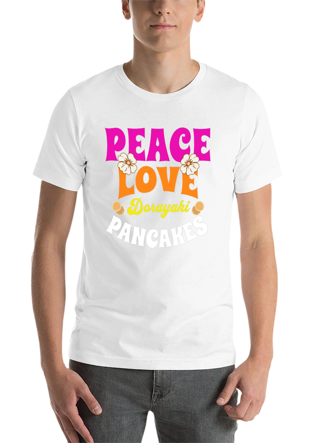 Peace Love Dorayaki Pancakes Graphic T-Shirt - 14