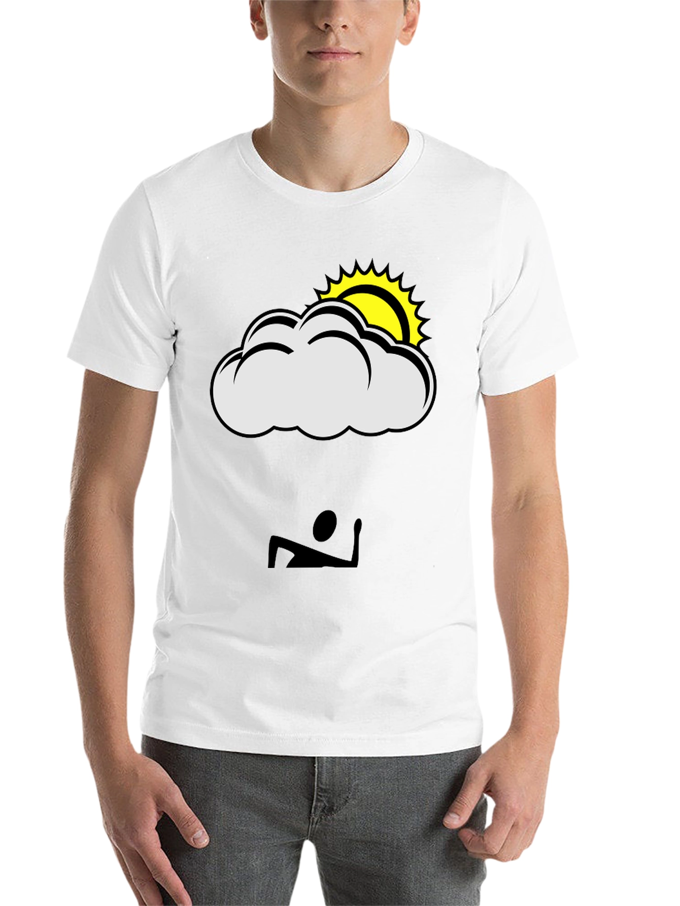 Black Cloud & Sun Graphic T-Shirt - Black Casual Tee view 14