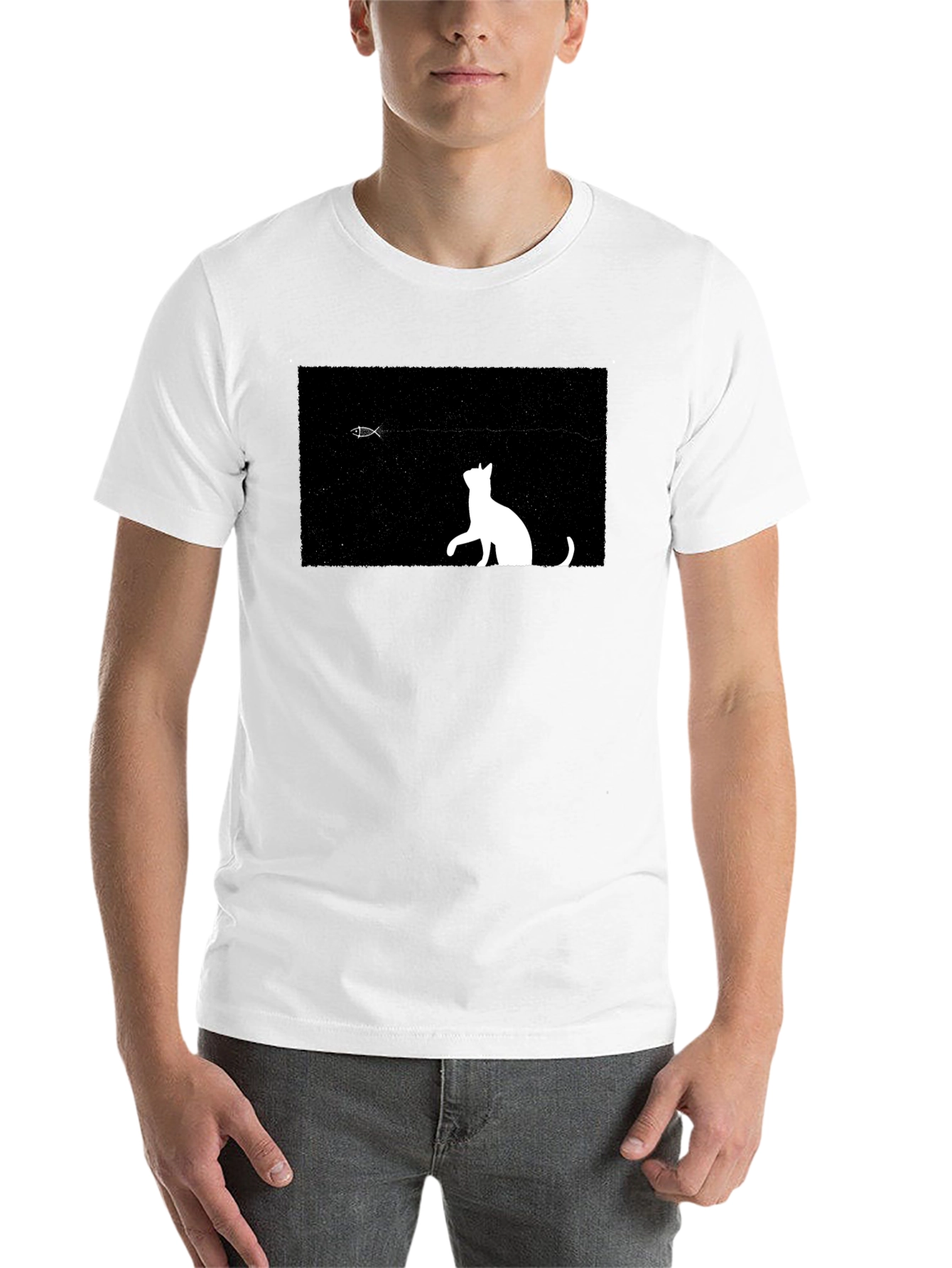 Black Cat & Fish Graphic Black Tee view 14