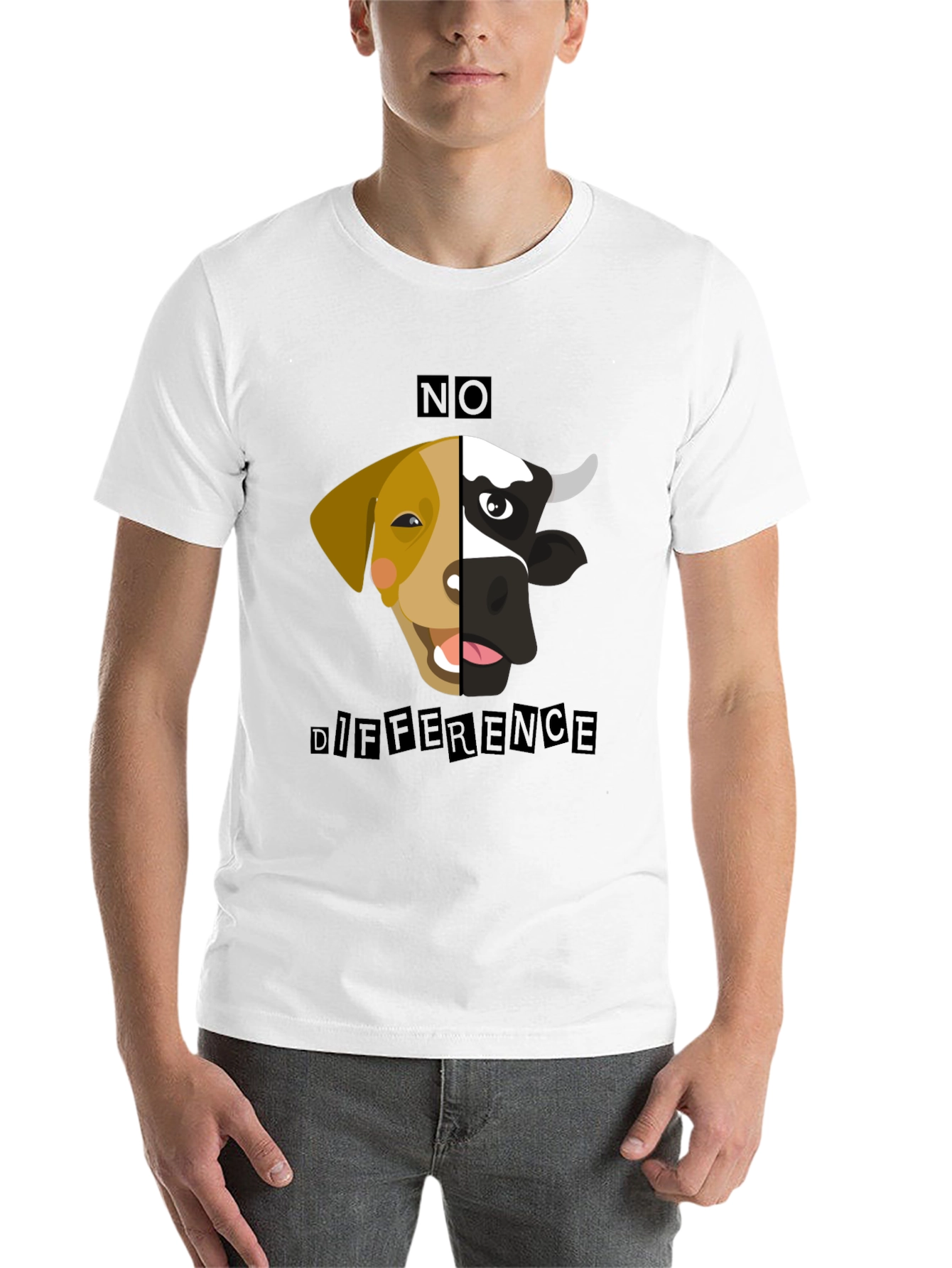 Black No Difference Tee: Vegan Animal Rights T-Shirt view 14
