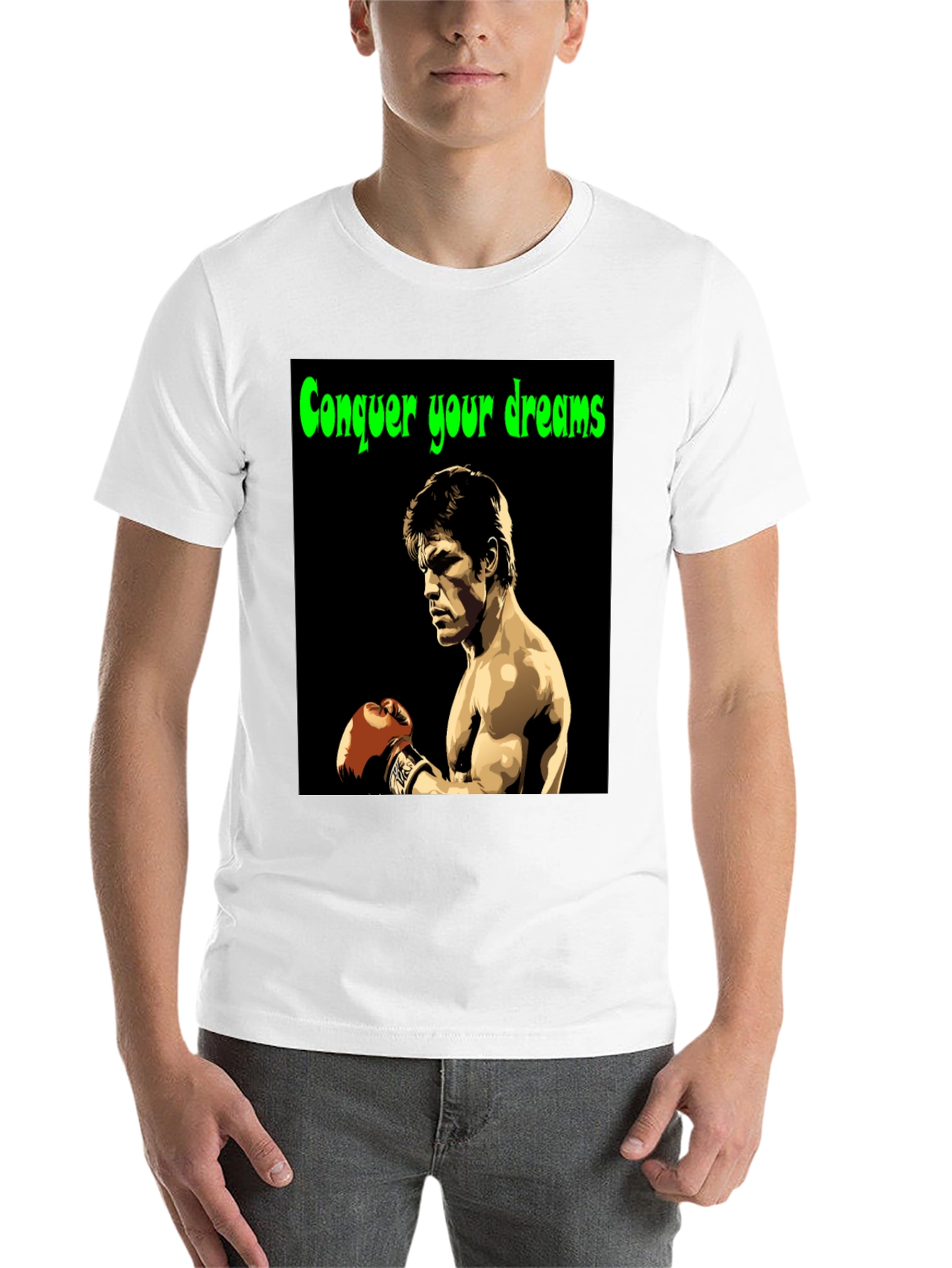 Black Conquer Your Dreams T-Shirt Boxing Legend Graphic Tee view 14