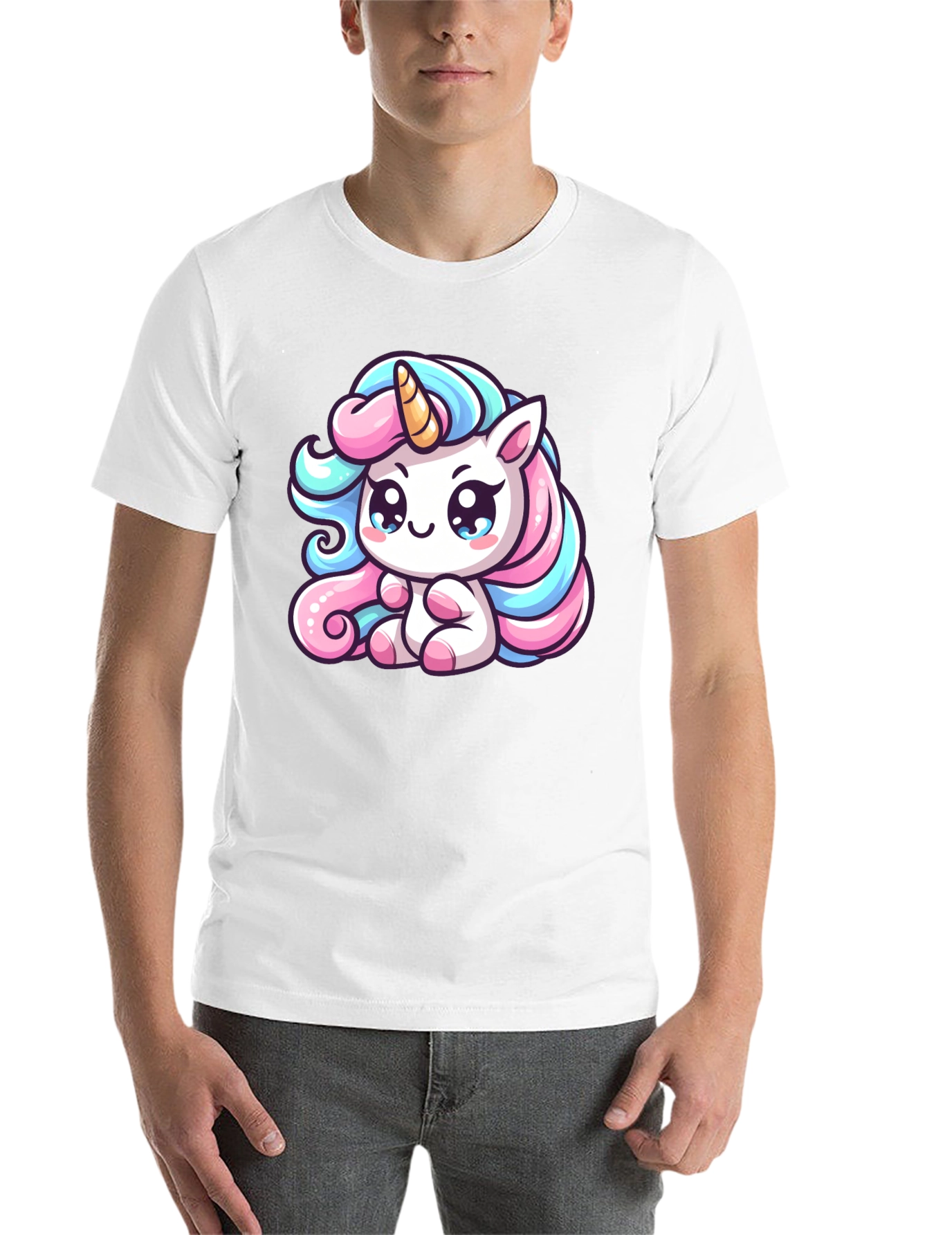 Black Cute Unicorn Graphic Black Tee Shirt view 14