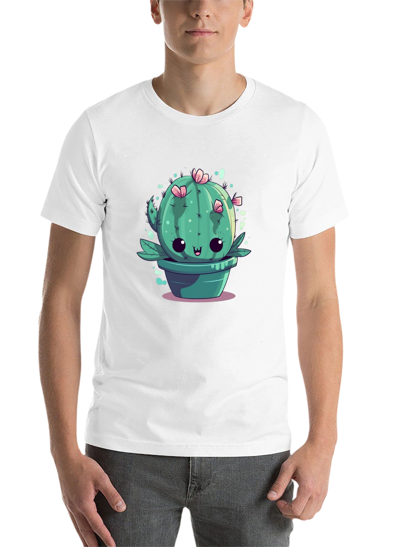 Black Kawaii Cactus Tee - Cute Plant Graphic T-Shirt view 14