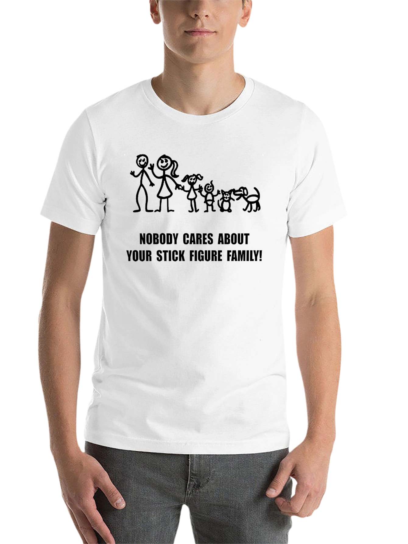Black Funny Stick Figure Family T-Shirt view 14