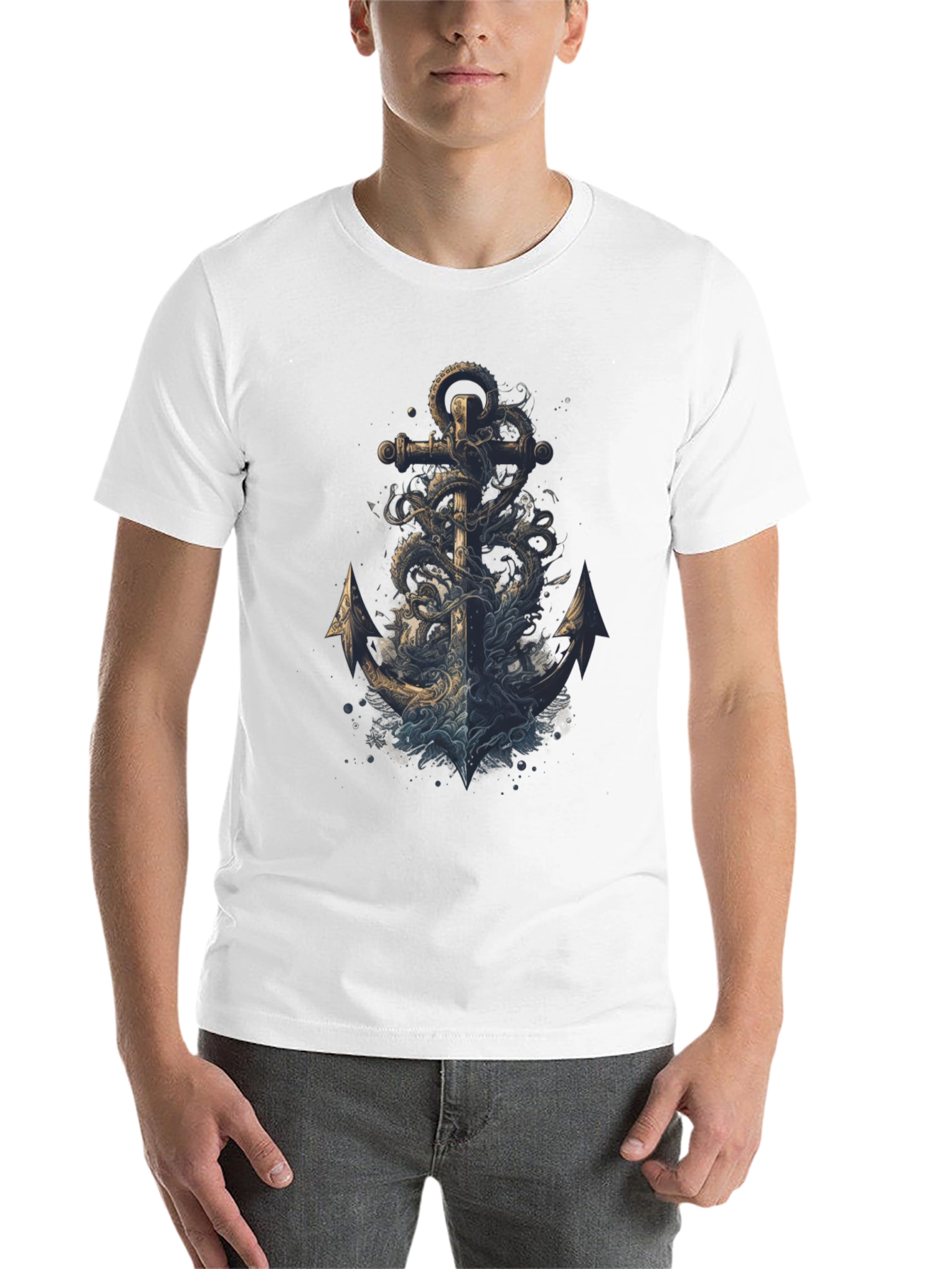 Black Anchor Octopus Graphic Tee - Men's Black T-Shirt view 14