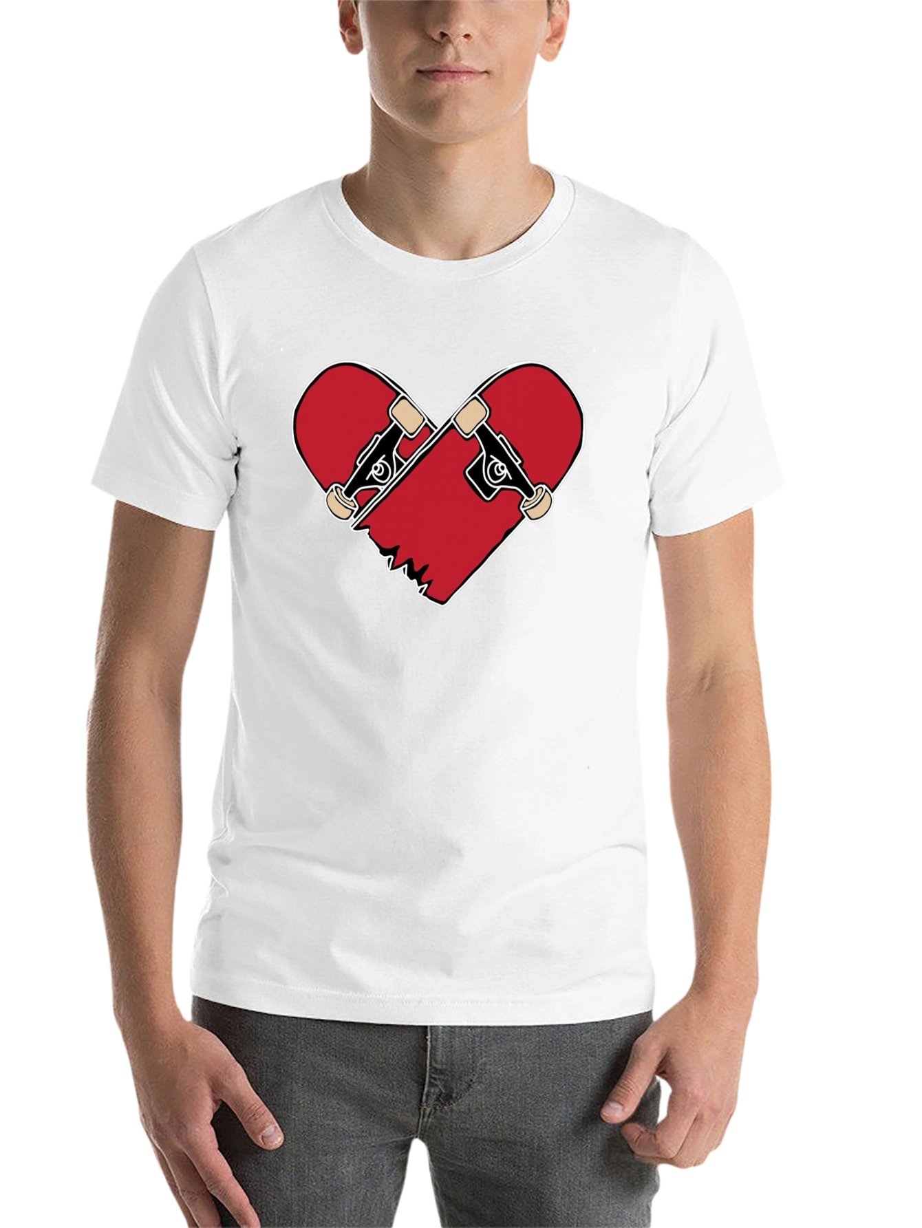 Black Heart Broken Skateboard T-Shirt - Black Crew Neck Tee view 14