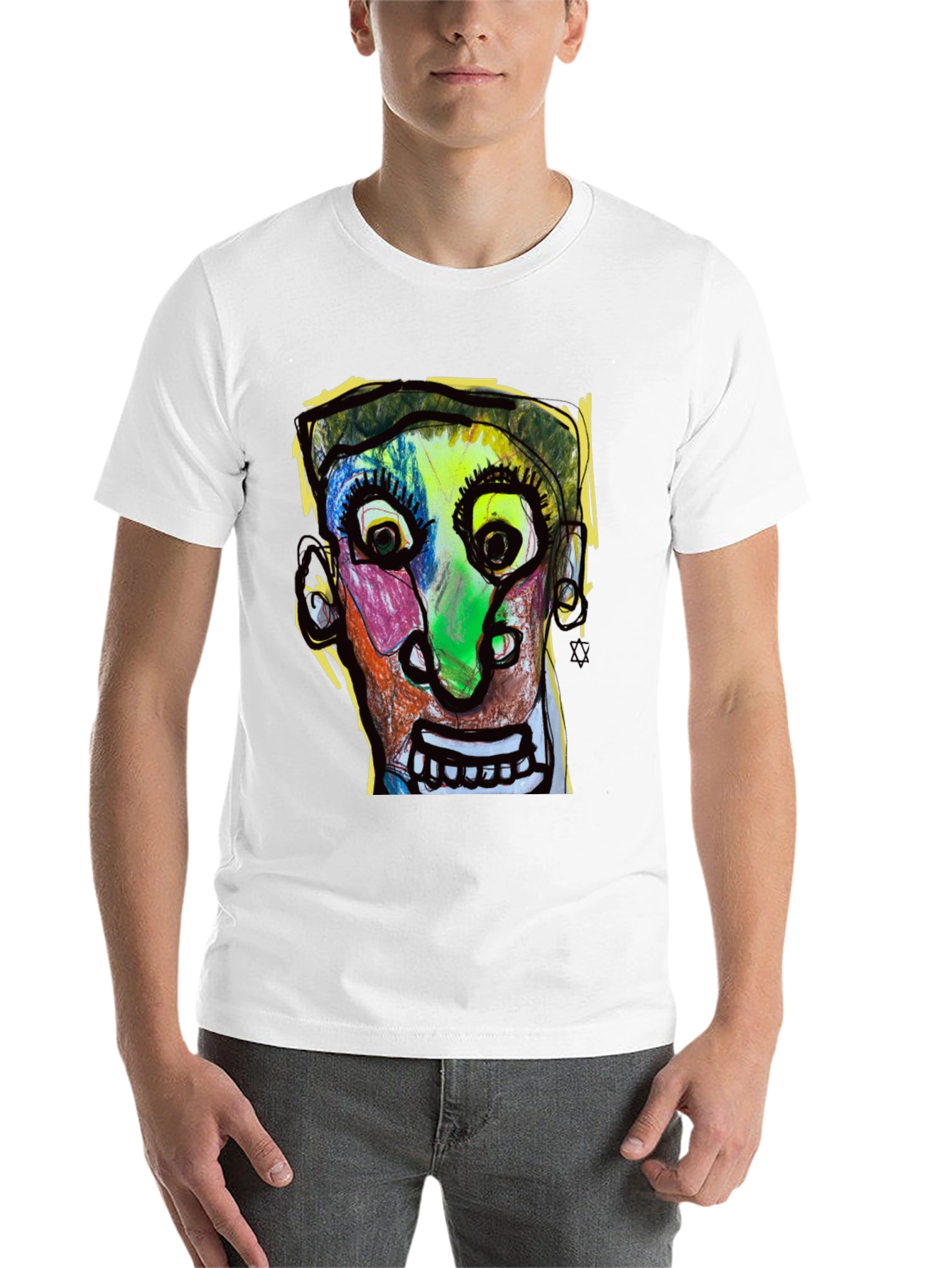 Black Abstract Face Graphic T-Shirt - Unique Art Tee view 14