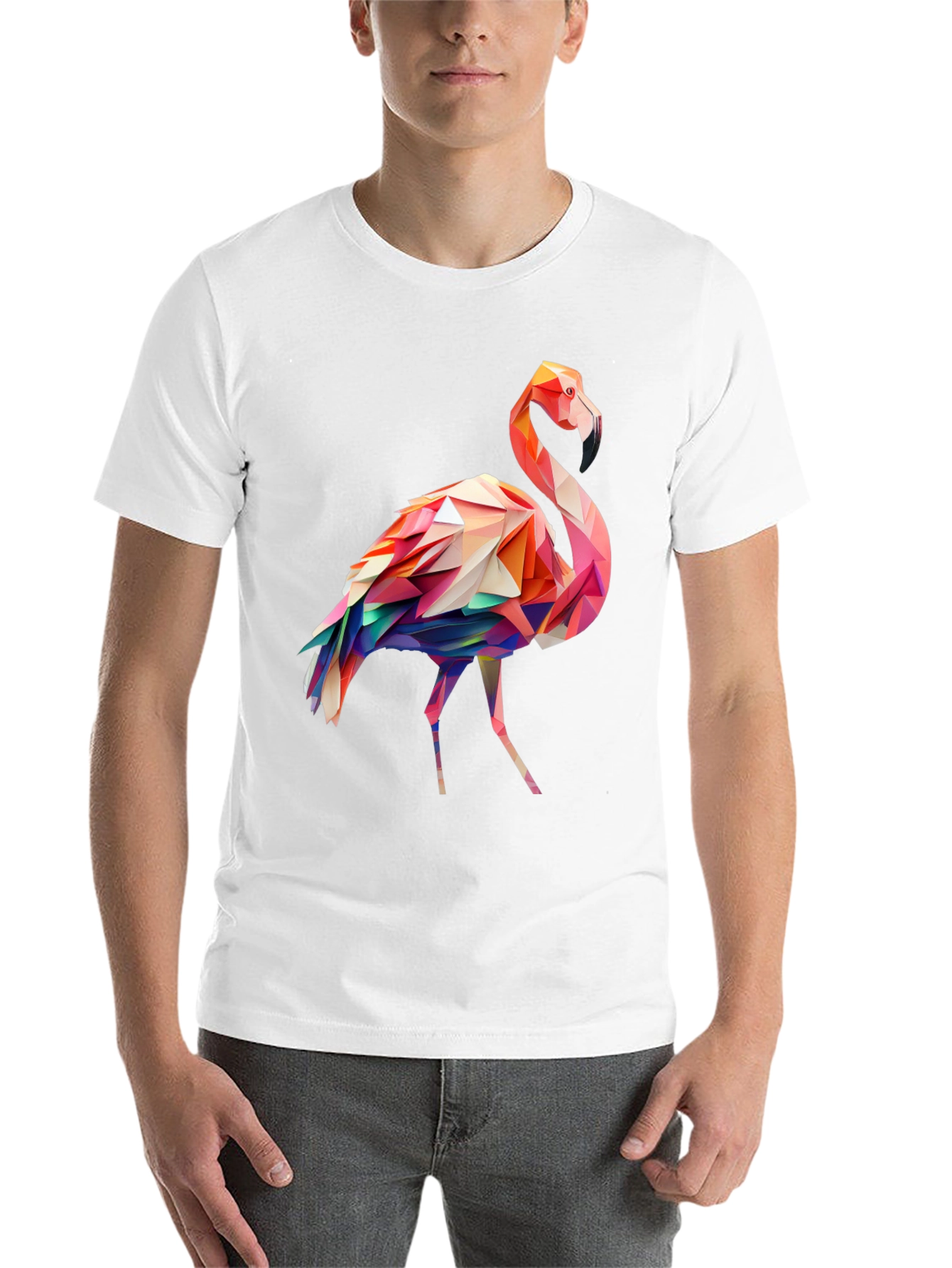 Black Geometric Flamingo Graphic Tee view 14