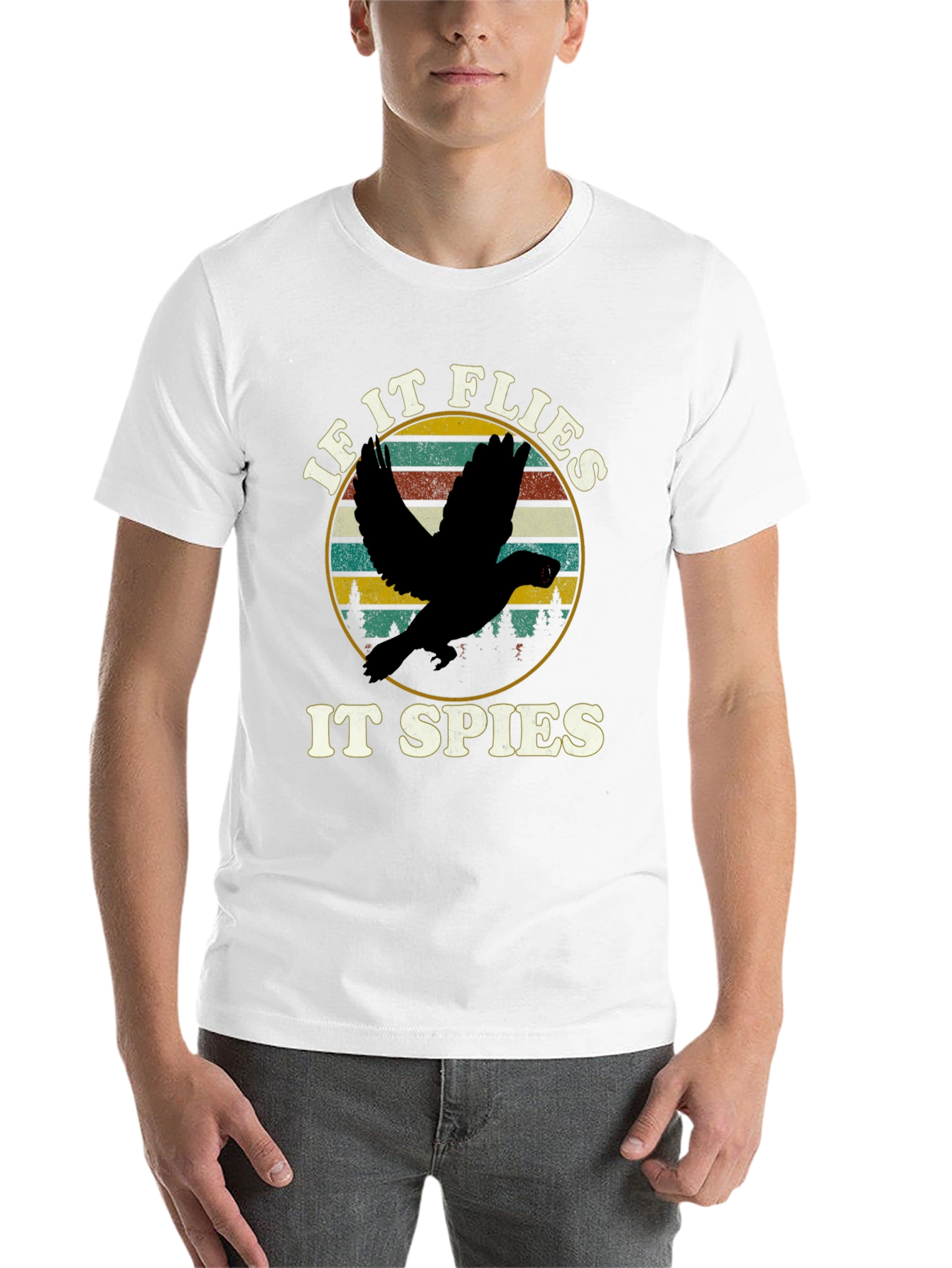 Black If It Flies It Spies T-Shirt view 14