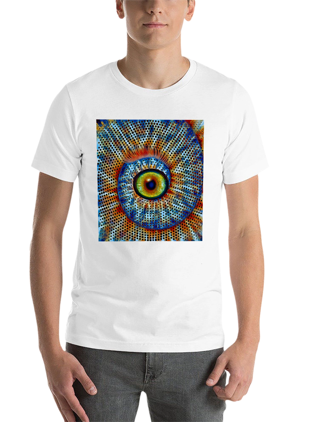 Black Surreal Eye Graphic Black T-Shirt view 14