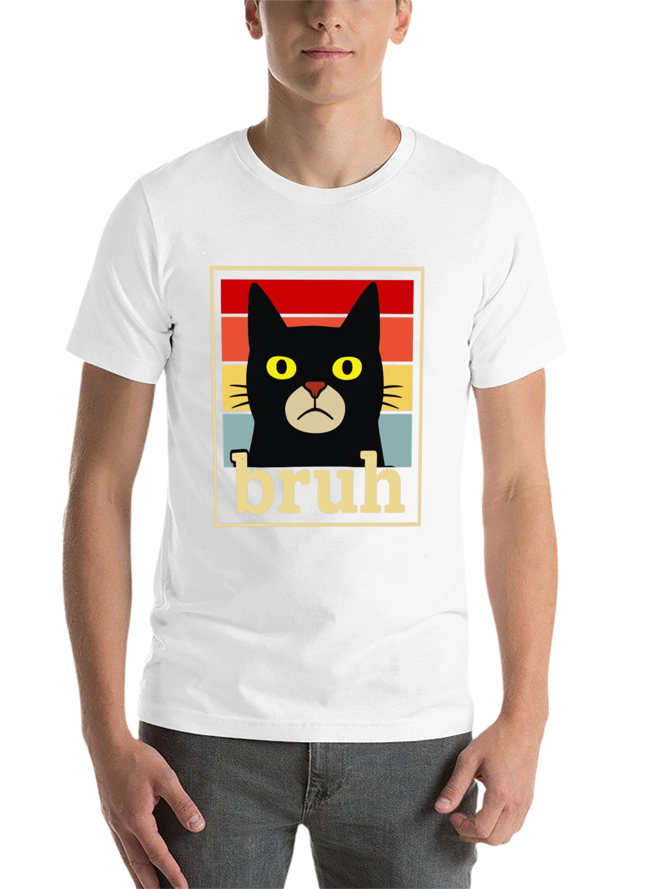 Black Bruh Cat T-Shirt - Funny Graphic Tee view 14