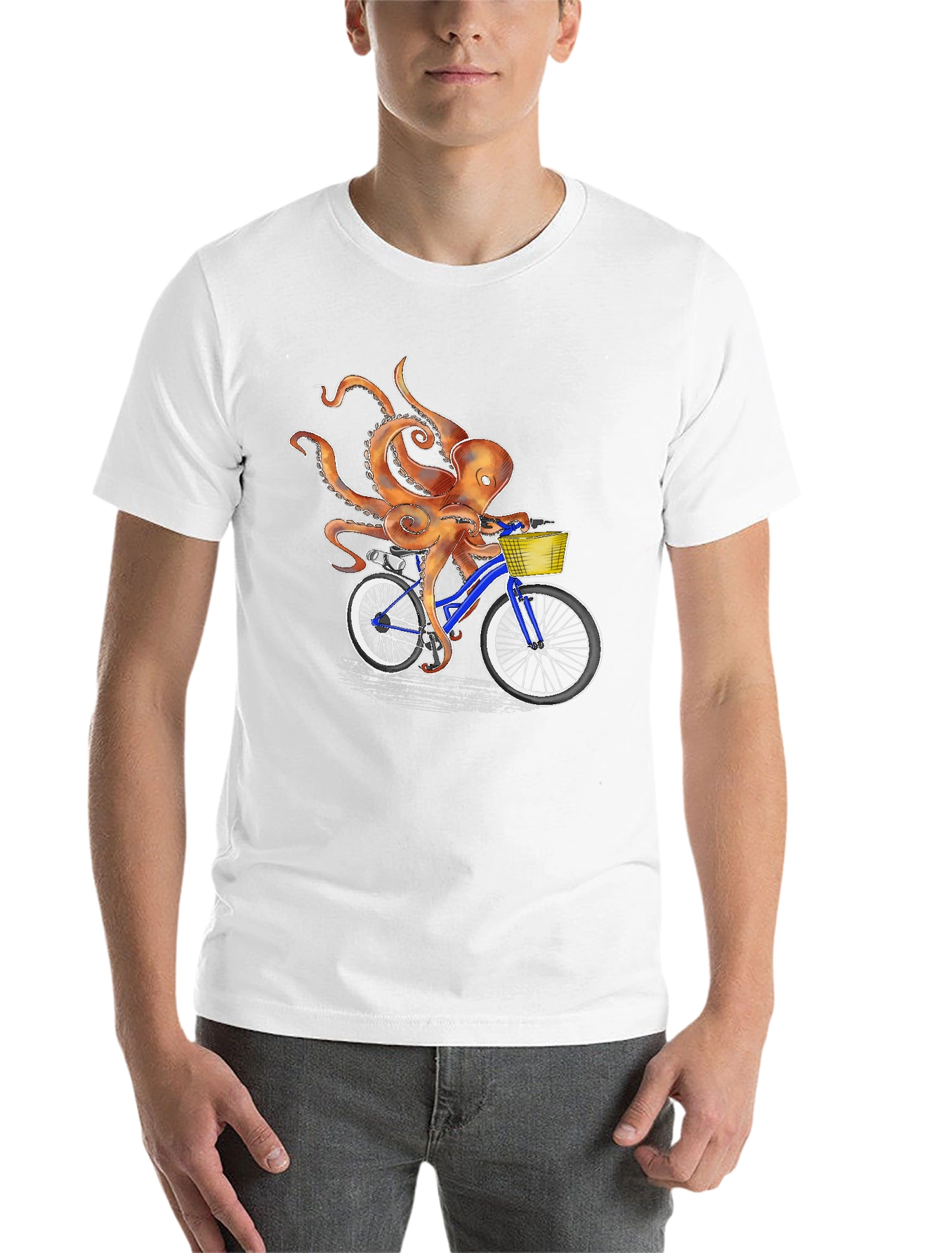 Black Octopus on Bike Graphic Tee - Unique & Fun T-Shirt view 14