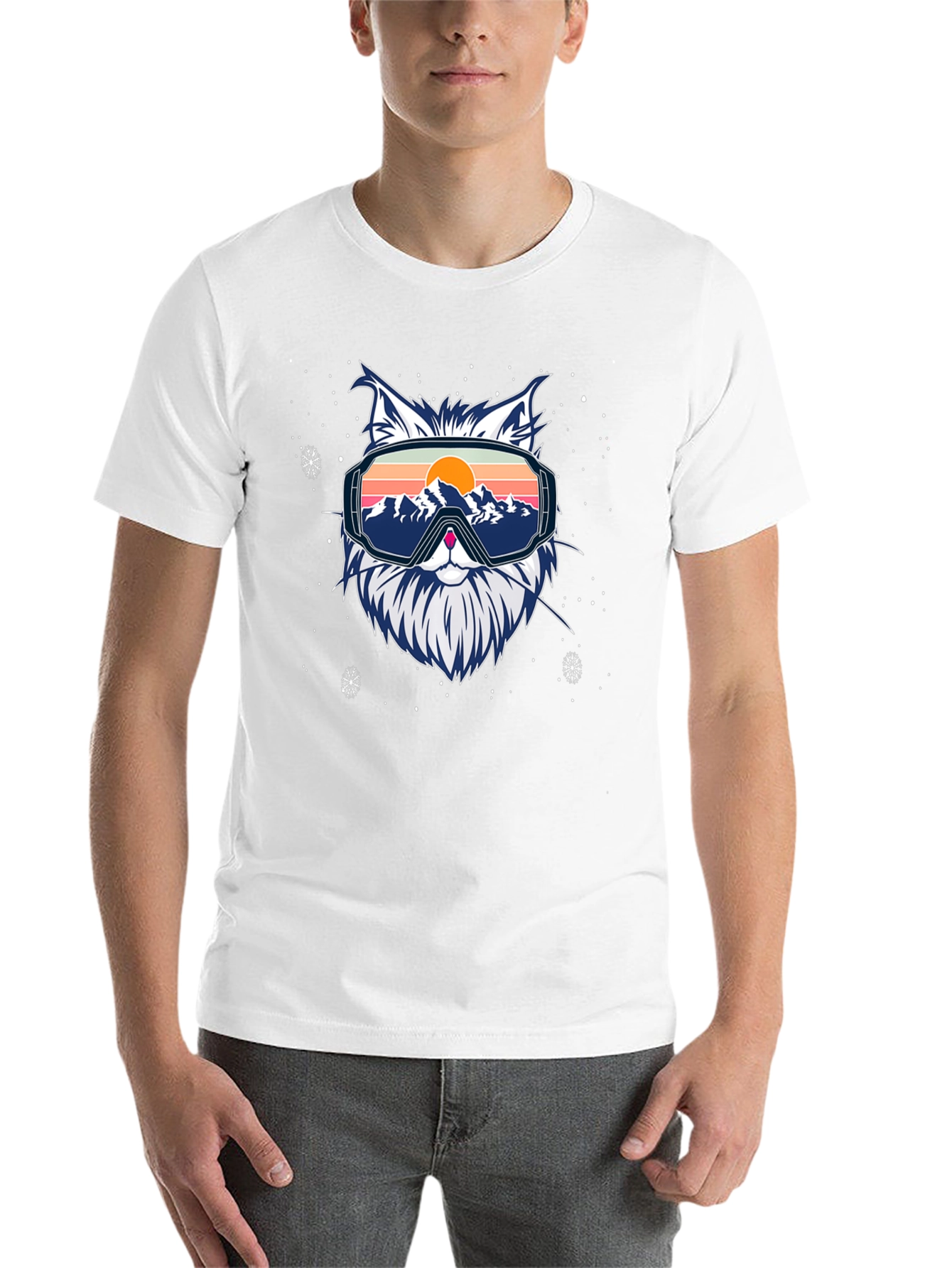 Black Cool Cat Ski Goggles Graphic Tee view 14