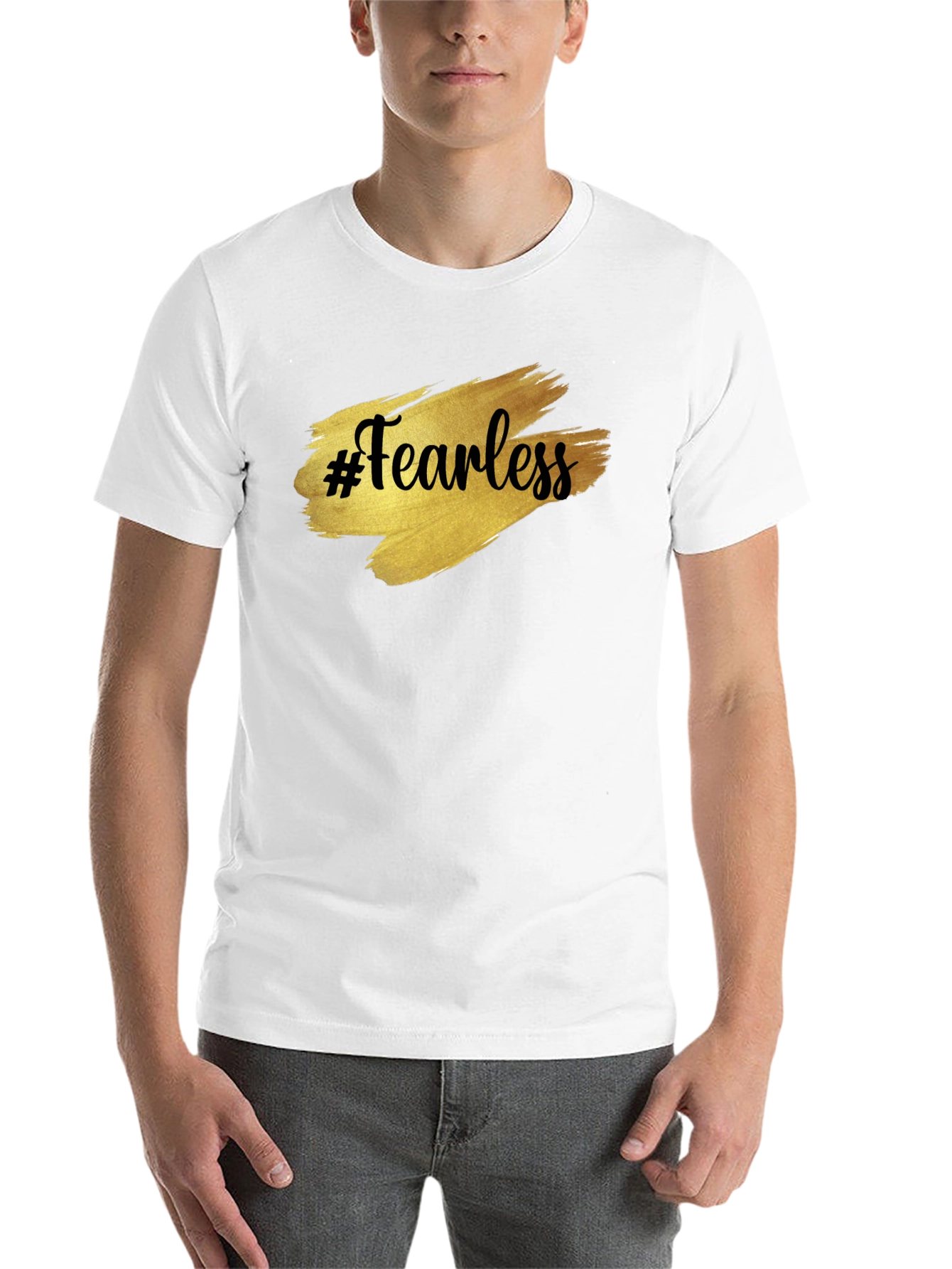 Black Fearless Graphic Tee - Gold Brush Print view 14