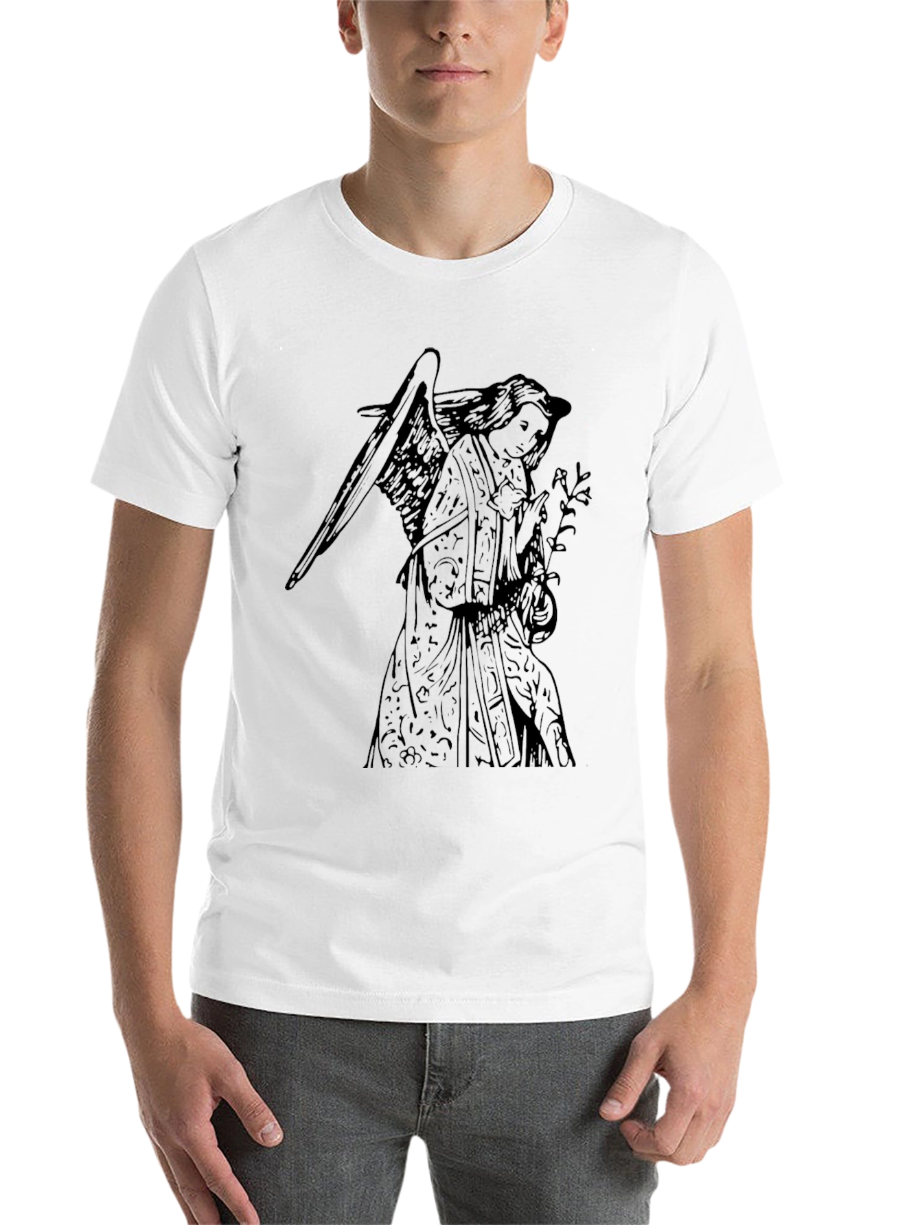 Black Angel Graphic T-Shirt - Classic Black Cotton Tee view 14