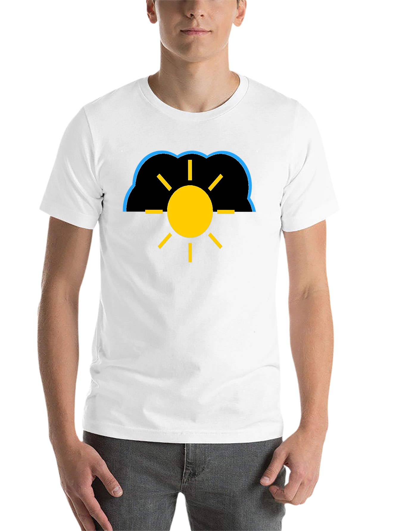 Black Cloudy Sun Black T-Shirt view 14