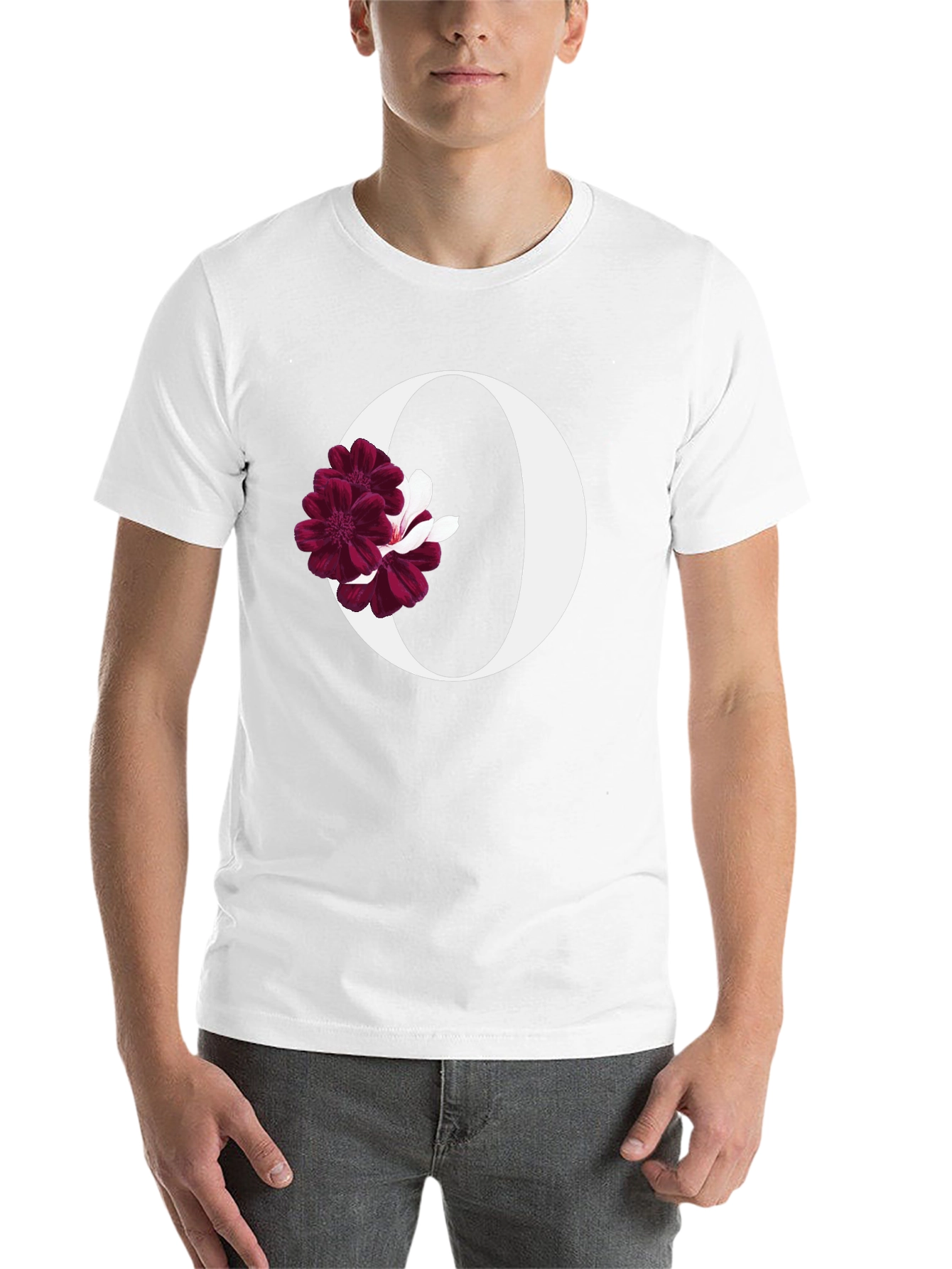 Black Floral Letter O Black T-Shirt view 14