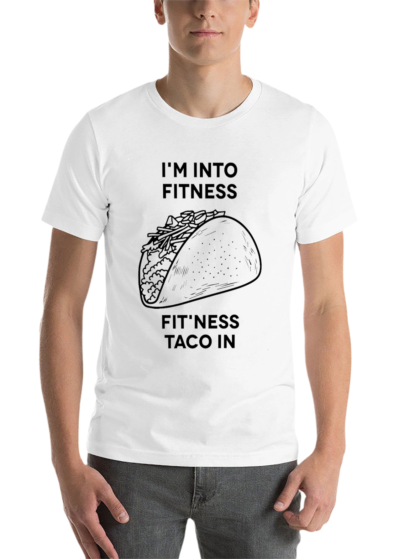 Black Fitness Taco Graphic Tee - Black Cotton view 14