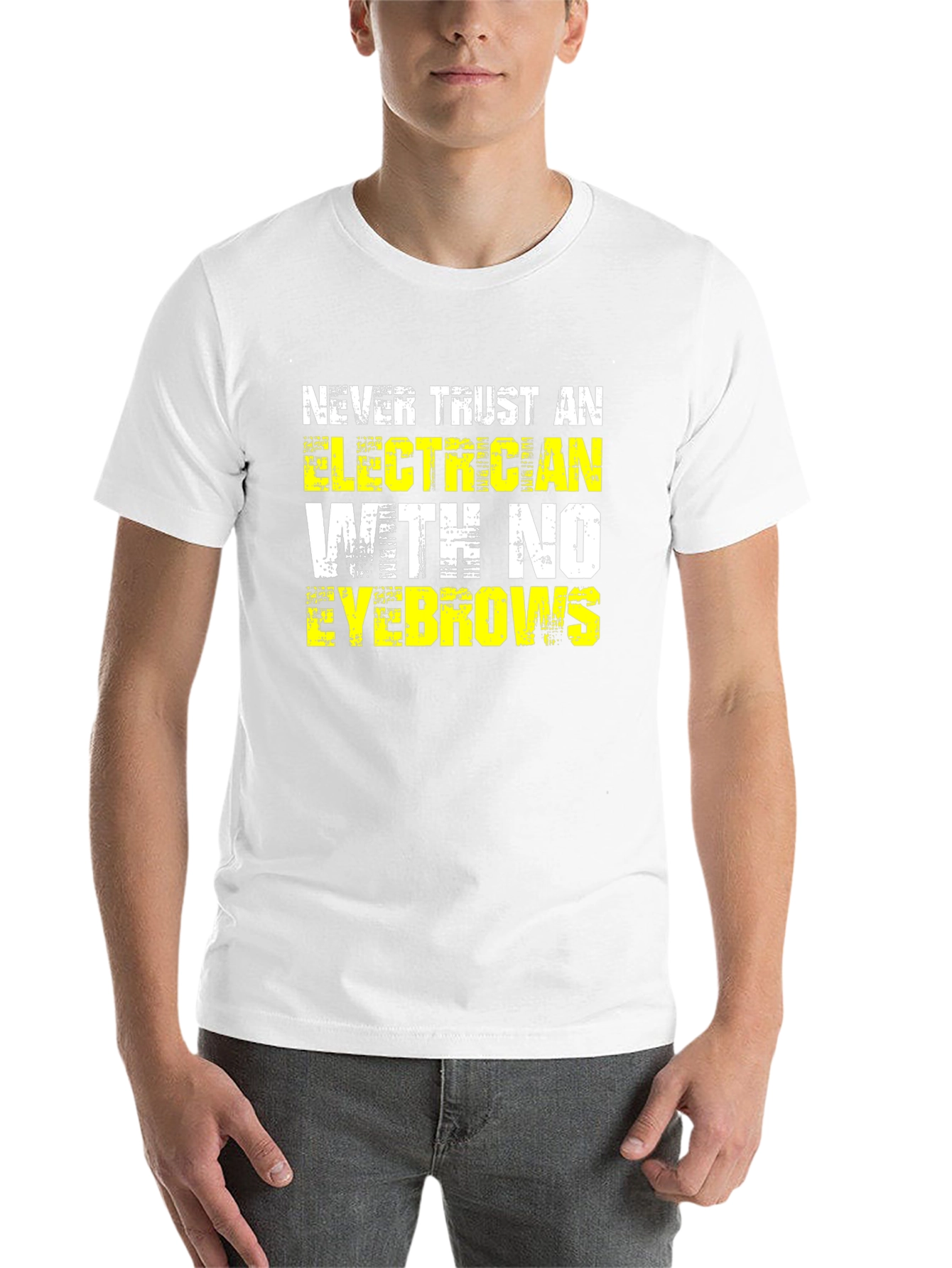 Black Electrician Eyebrow Humor T-Shirt view 14
